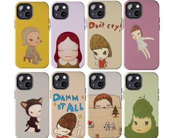 YOSHITOMO NARA Phone Cases, Japan Anime Preppy and Cute Aesthetic Cover for iPhone 17 16 15 14 13 12 11 8, Samsung S25 - S21, Anime Cover