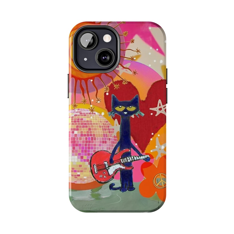 Pete The Cat Phone Cases, Groovy Blue Cat Aesthetic For iPhone 17 - X, Samsung S25 - S21, Retro Artistic Cat Guitar Cartoon, Cool Cat Gift #2