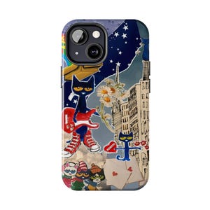 Pete The Cat Phone Cases, Groovy Blue Cat Aesthetic For iPhone 17 - X, Samsung S25 - S21, Retro Artistic Cat Guitar Cartoon, Cool Cat Gift #7