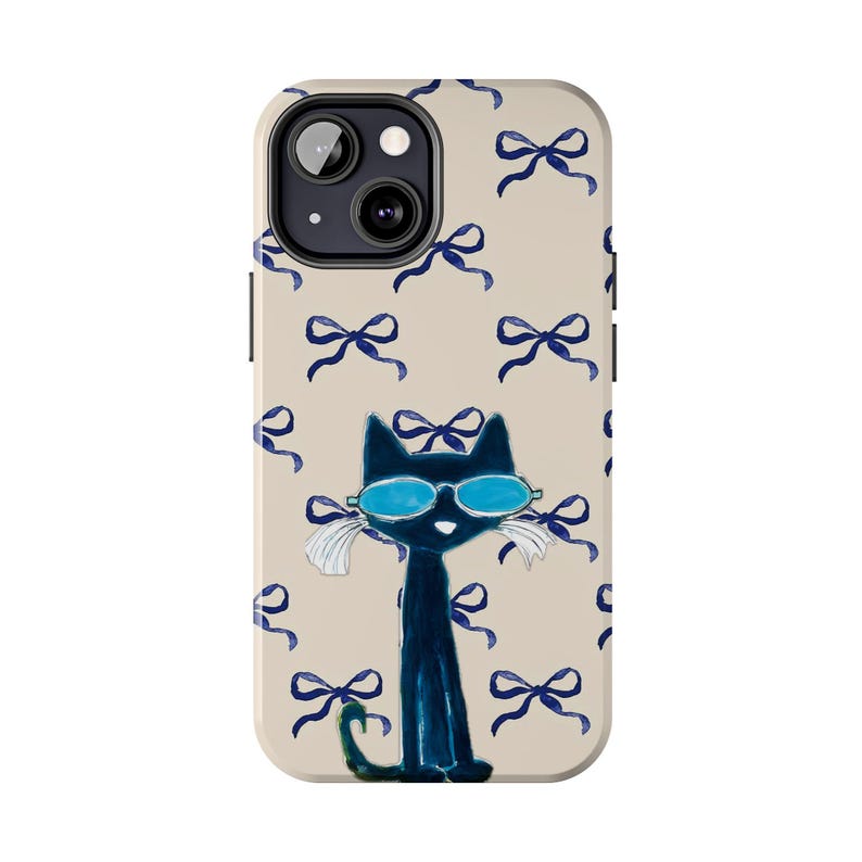 Pete The Cat Phone Cases, Groovy Blue Cat Aesthetic For iPhone 17 - X, Samsung S25 - S21, Retro Artistic Cat Guitar Cartoon, Cool Cat Gift #5