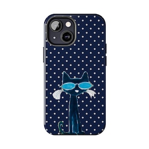 Pete The Cat Phone Cases, Groovy Blue Cat Aesthetic For iPhone 17 - X, Samsung S25 - S21, Retro Artistic Cat Guitar Cartoon, Cool Cat Gift #10