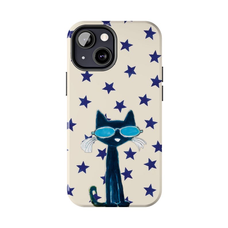 Pete The Cat Phone Cases, Groovy Blue Cat Aesthetic For iPhone 17 - X, Samsung S25 - S21, Retro Artistic Cat Guitar Cartoon, Cool Cat Gift #9