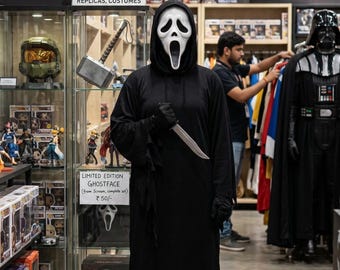 Classic Scream-Style Horror Ghostface Cosplay Costume – Full Slasher Robe & Mask Set
