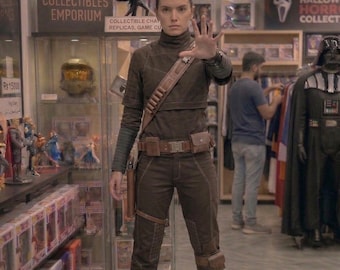 Star wars Inspire Brown Din djarin Mandalorian Custom Beskar Bounty hunter 3 piece Flight Suite with han solo belt & Mando Shoes