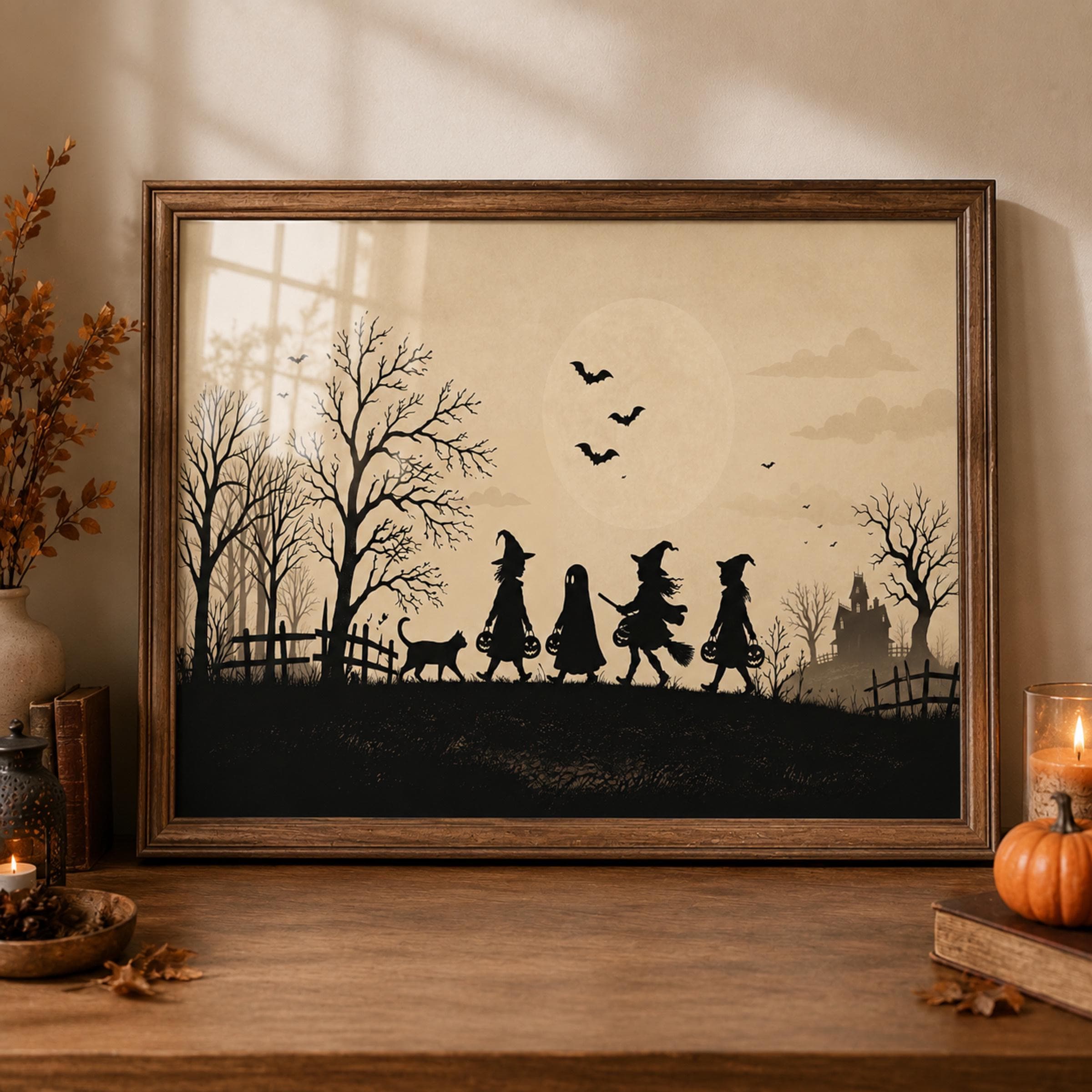 Halloween Wall Art, Silhouette Trick or Treat Witch Moon, Spooky Decor (Halloween  Digital Download) — image 4