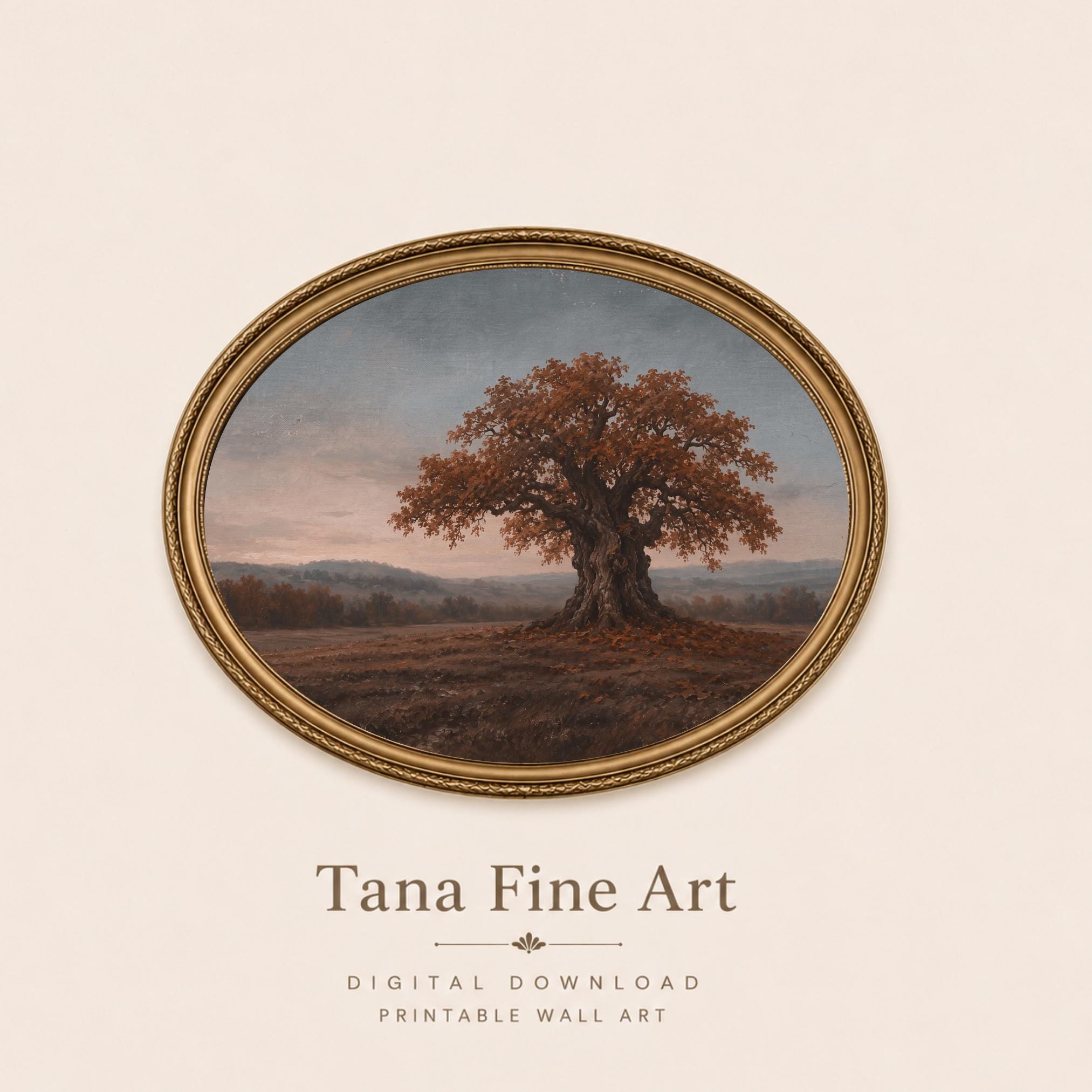 Autumn Oak Tree Printable Wall Art, Moody Fall Landscape, Rustic Farmhouse Decor Digital Download — image 9