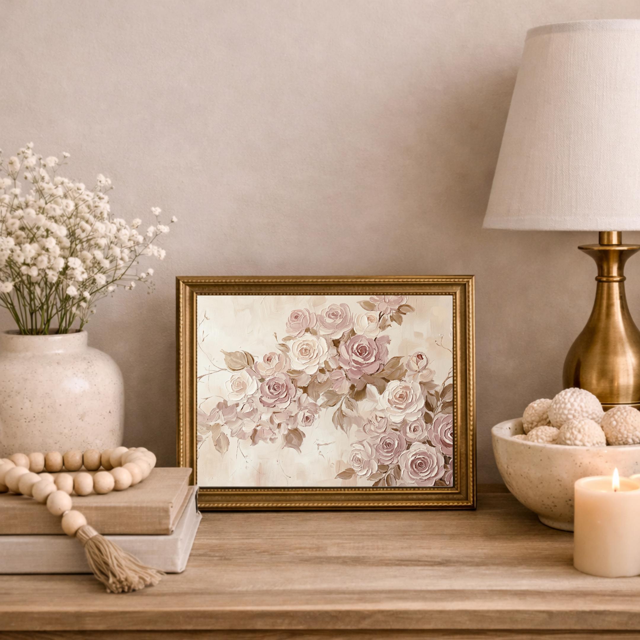 Spring Rose Wall Art Printable For Living Room , Romantic Neutral Floral (Digital Download) — image 10