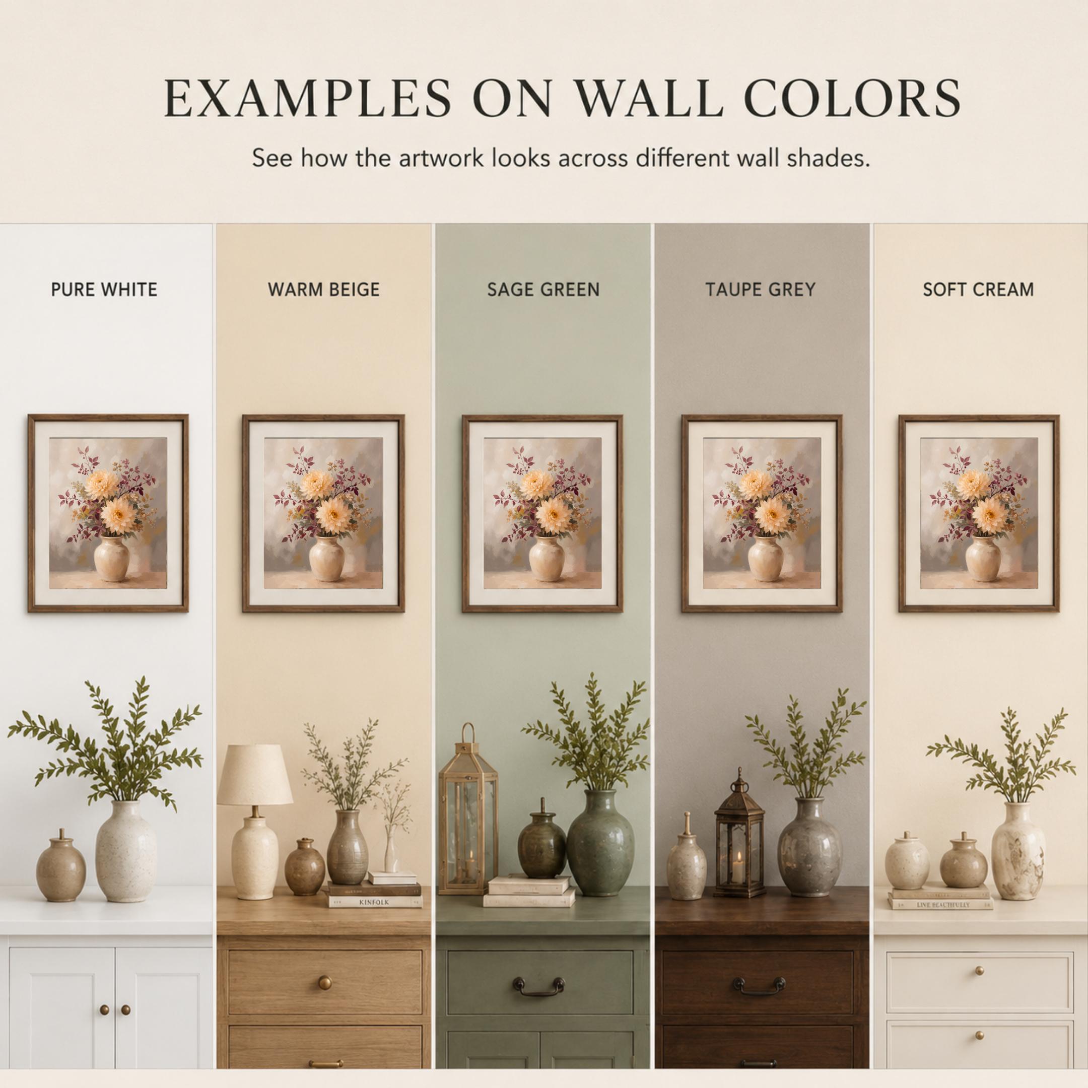 Autumn Dahlia Wall Art, Cream Floral, Neutral Fall Flower Painting, Vintage Farmhouse (Digital Download) — image 3