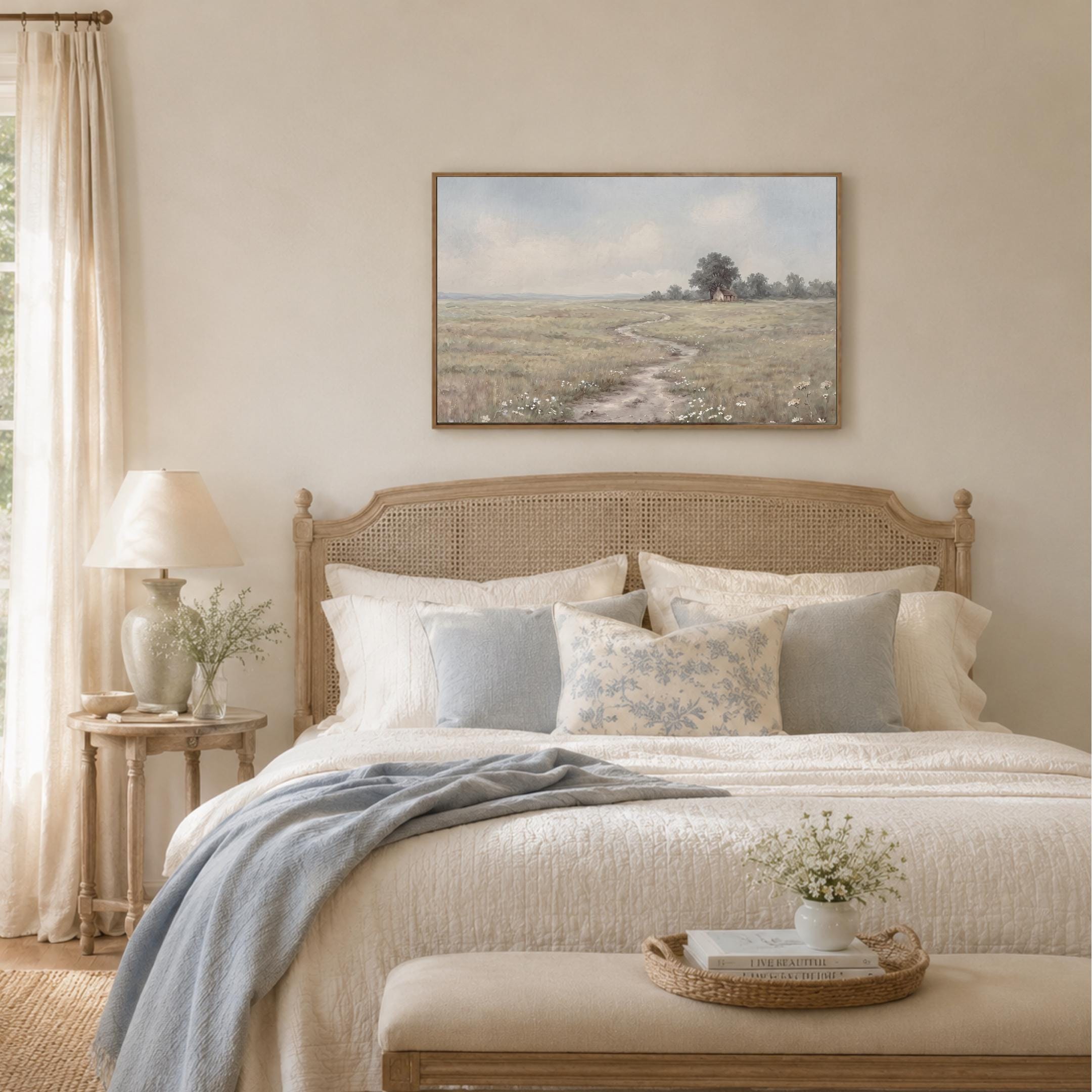 Meadow Path Landscape Print, Calm Summer Daisy Field Cottage Wall Art (Digital Download) — image 9