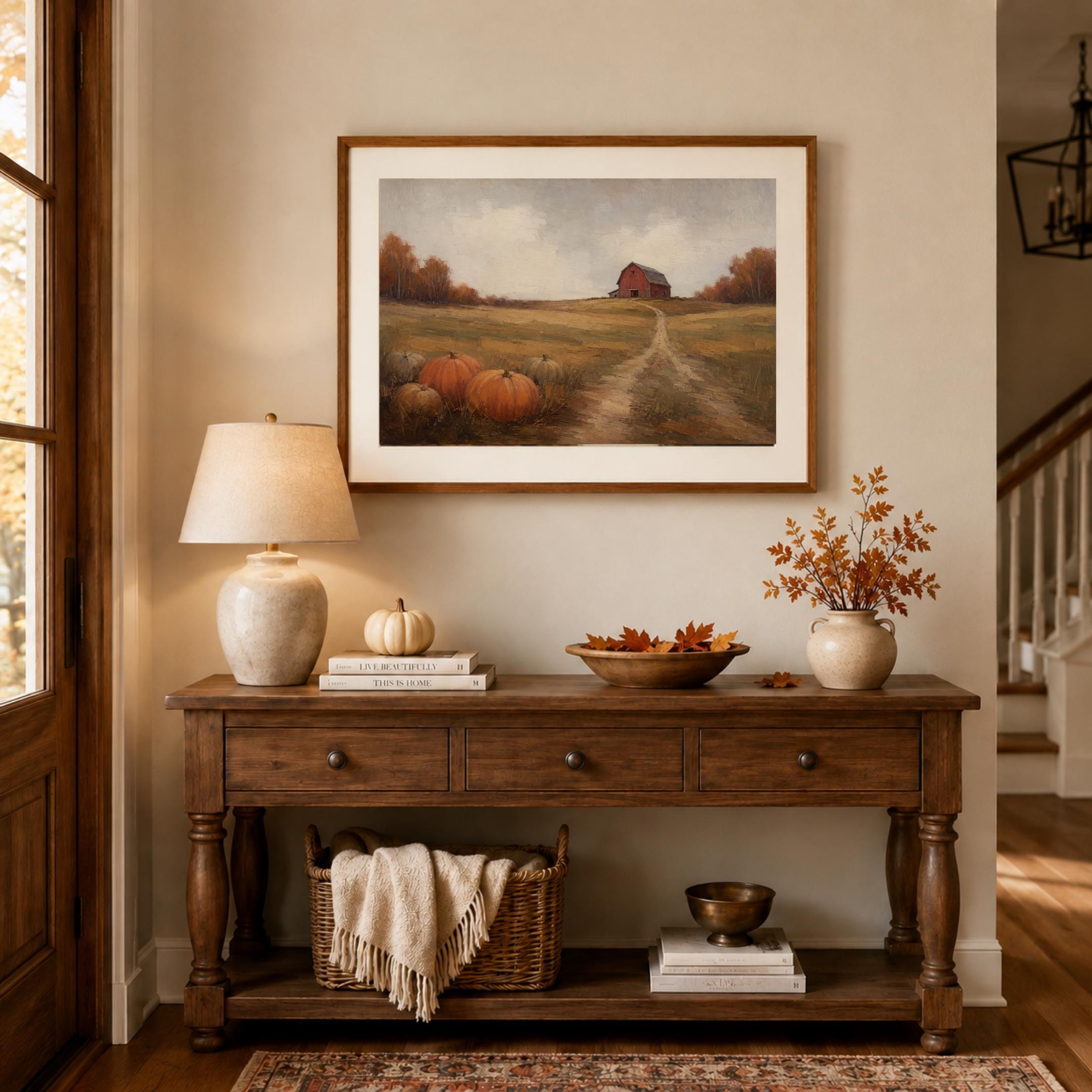 Pumpkin Patch Red Barn Printable Wall Art, Rustic Autumn Farmhouse, Digital Download Home Decor — image 3