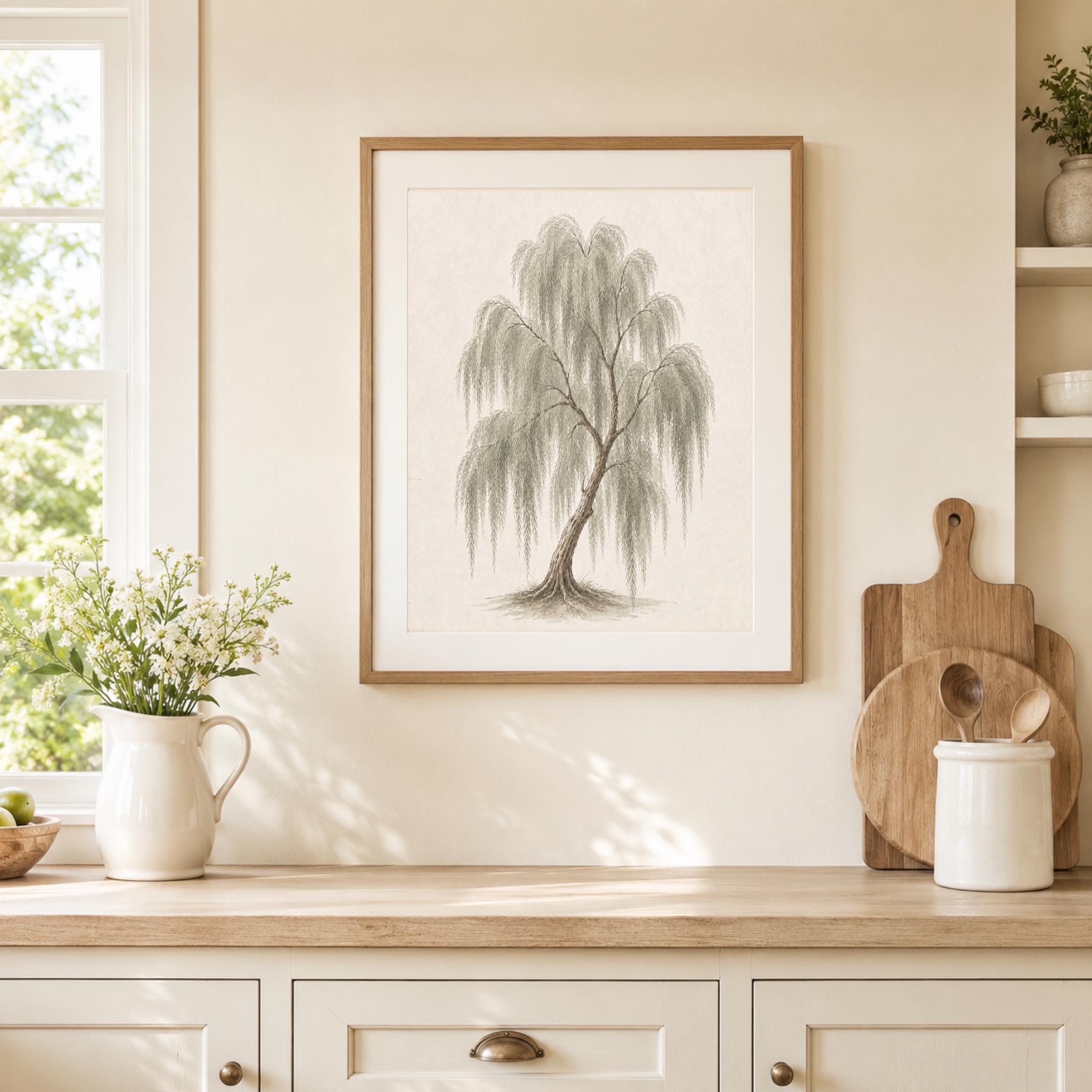 Willow Tree Wall Art, Neutral Watercolor Botanical Tree Print, Cottage Nature Decor (Digital Download) — image 6