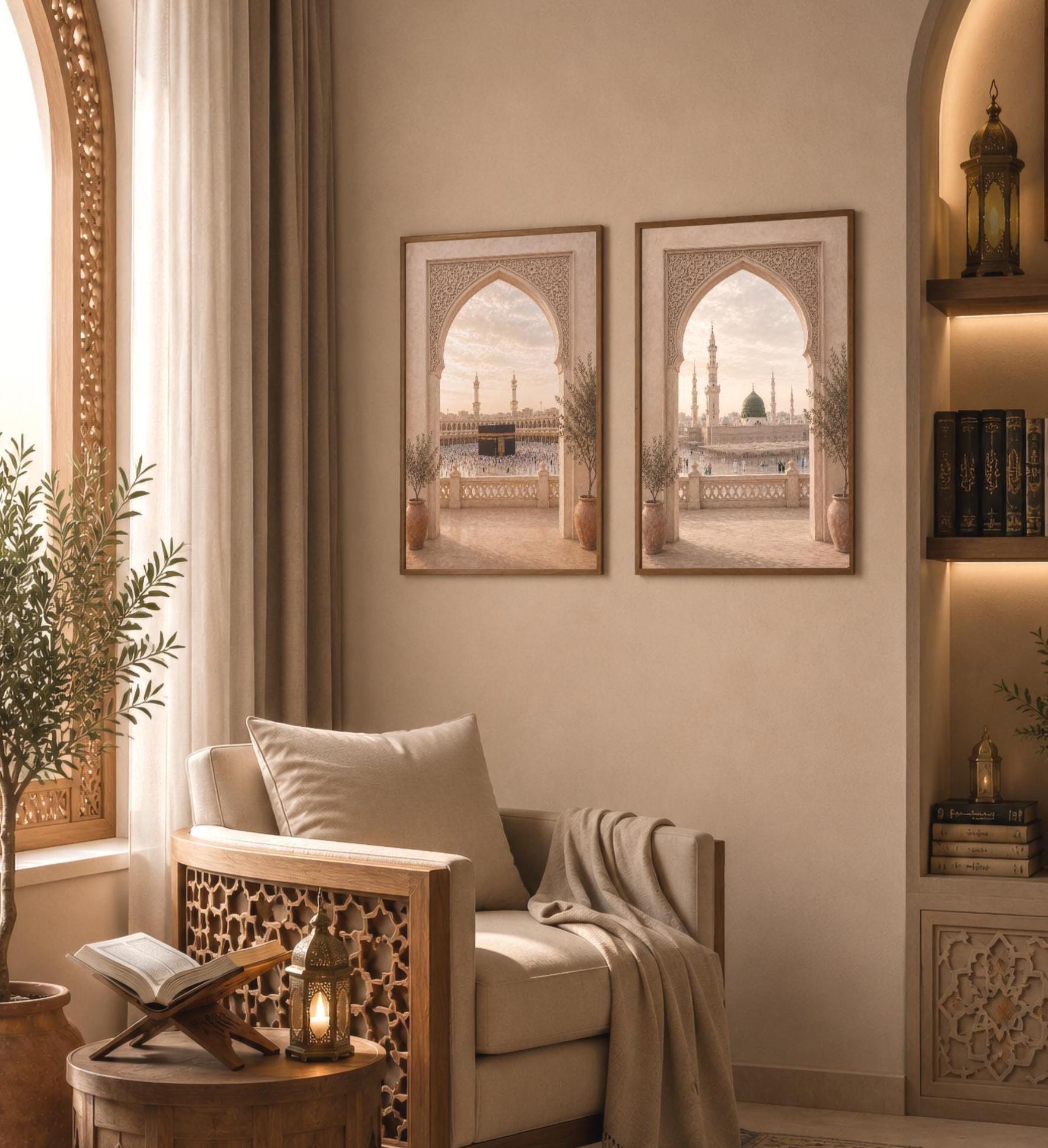 Kaaba & Medina through Ornamental Arches — Set of 2 — image 3