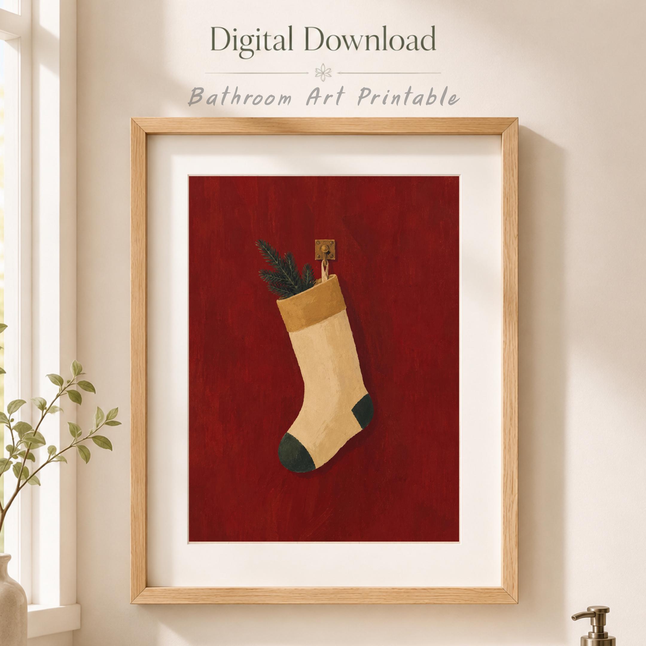Cream Christmas Stocking on Deep Red — image 7