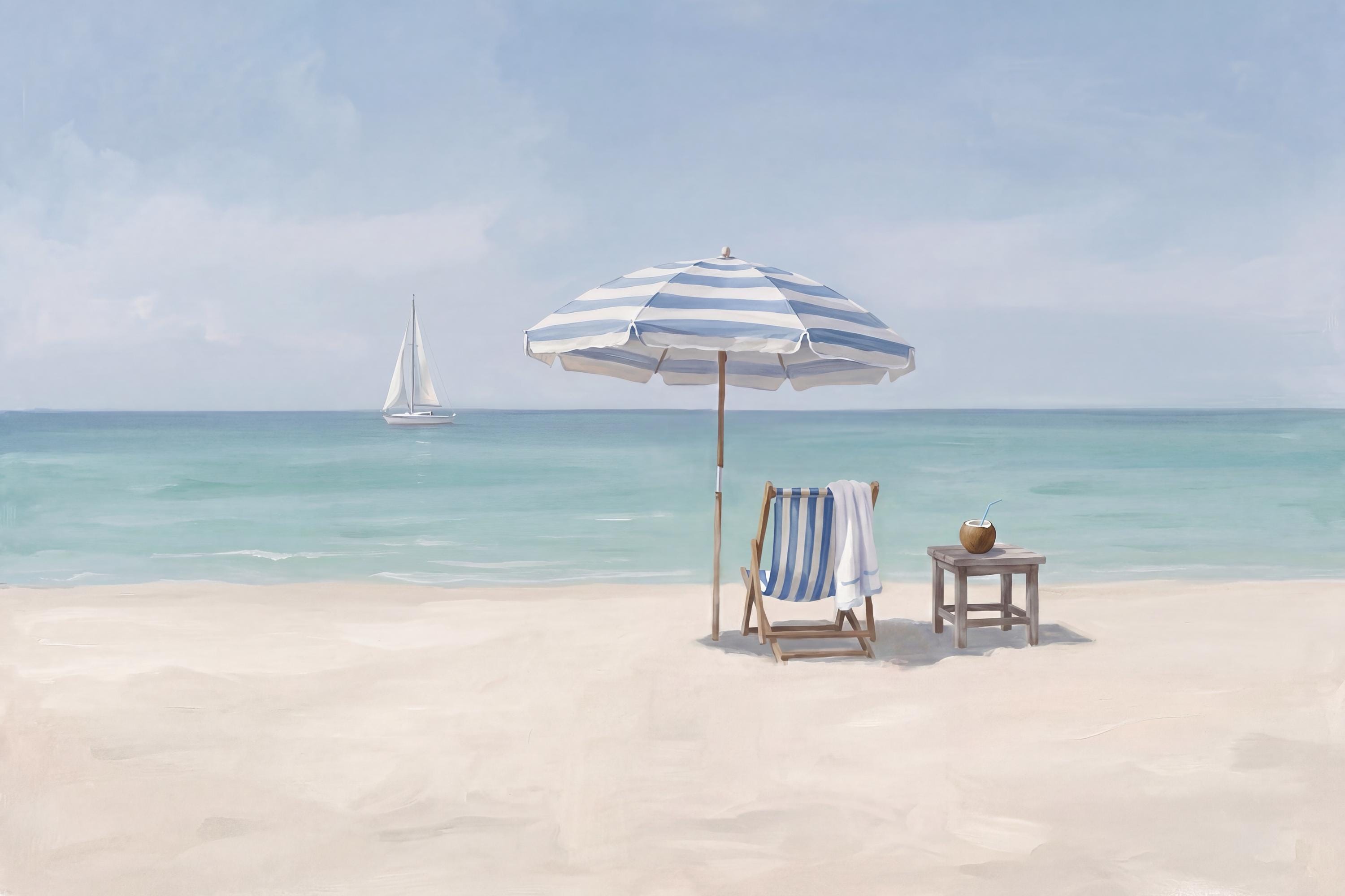 Coastal Beach Wall Art, Minimal Summer Ocean, Blue White Beach House Decor (Digital Download) — image 2