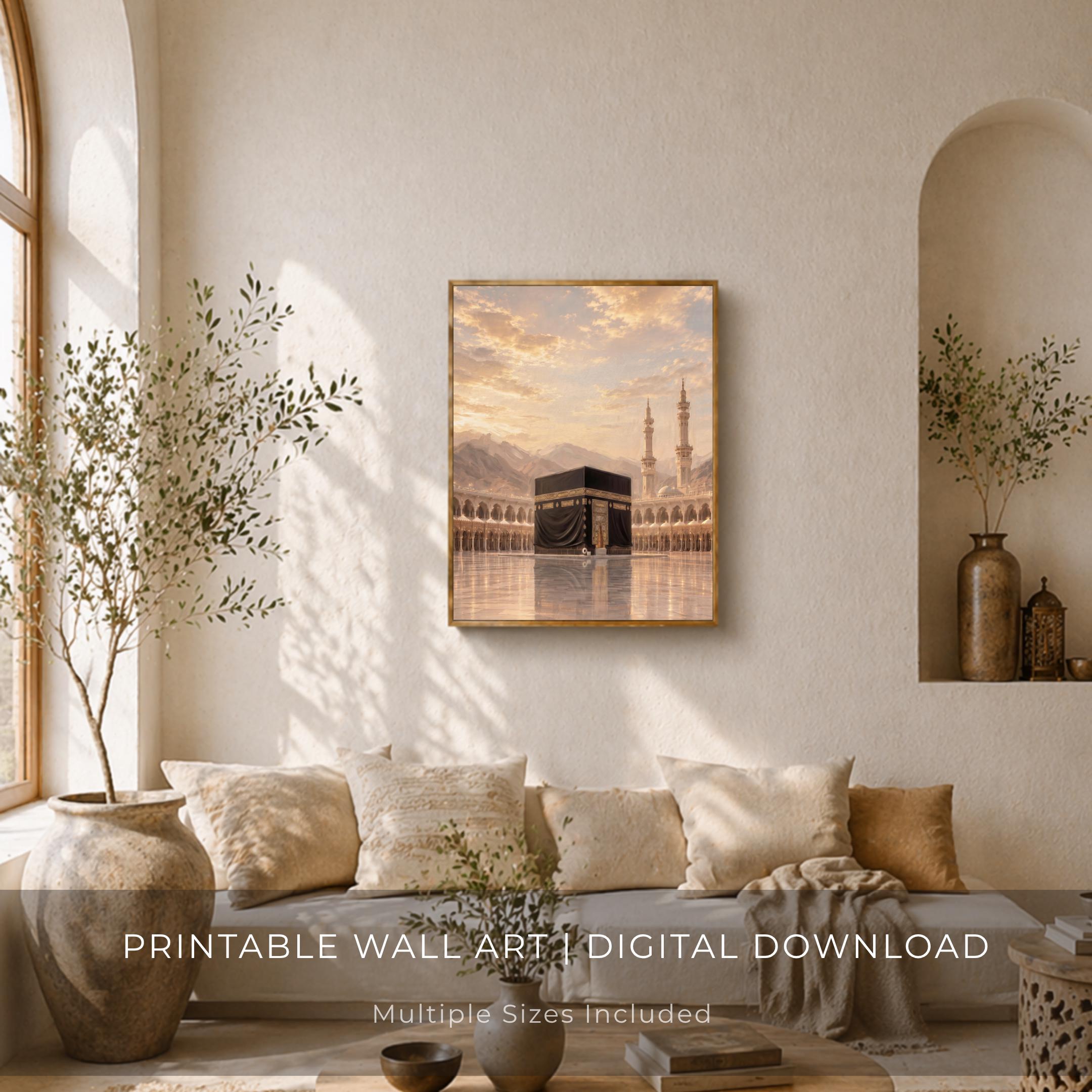 Kaaba Art Printable, Muslim Wall Decor, Golden Makkah, Islamic Prayer Room Decor (Digital Download) — image 6