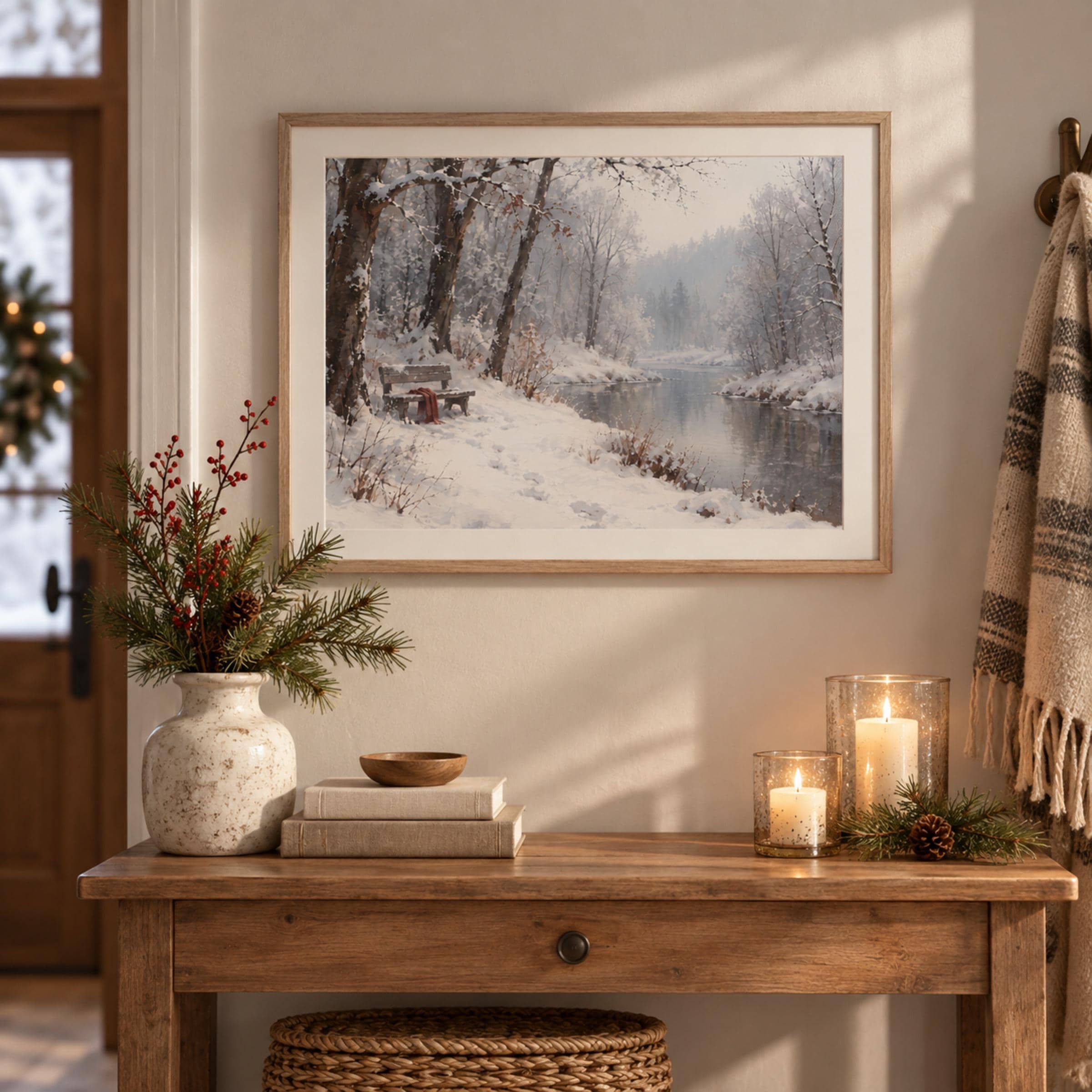 A Quiet Bench beside the Winter River — image 3