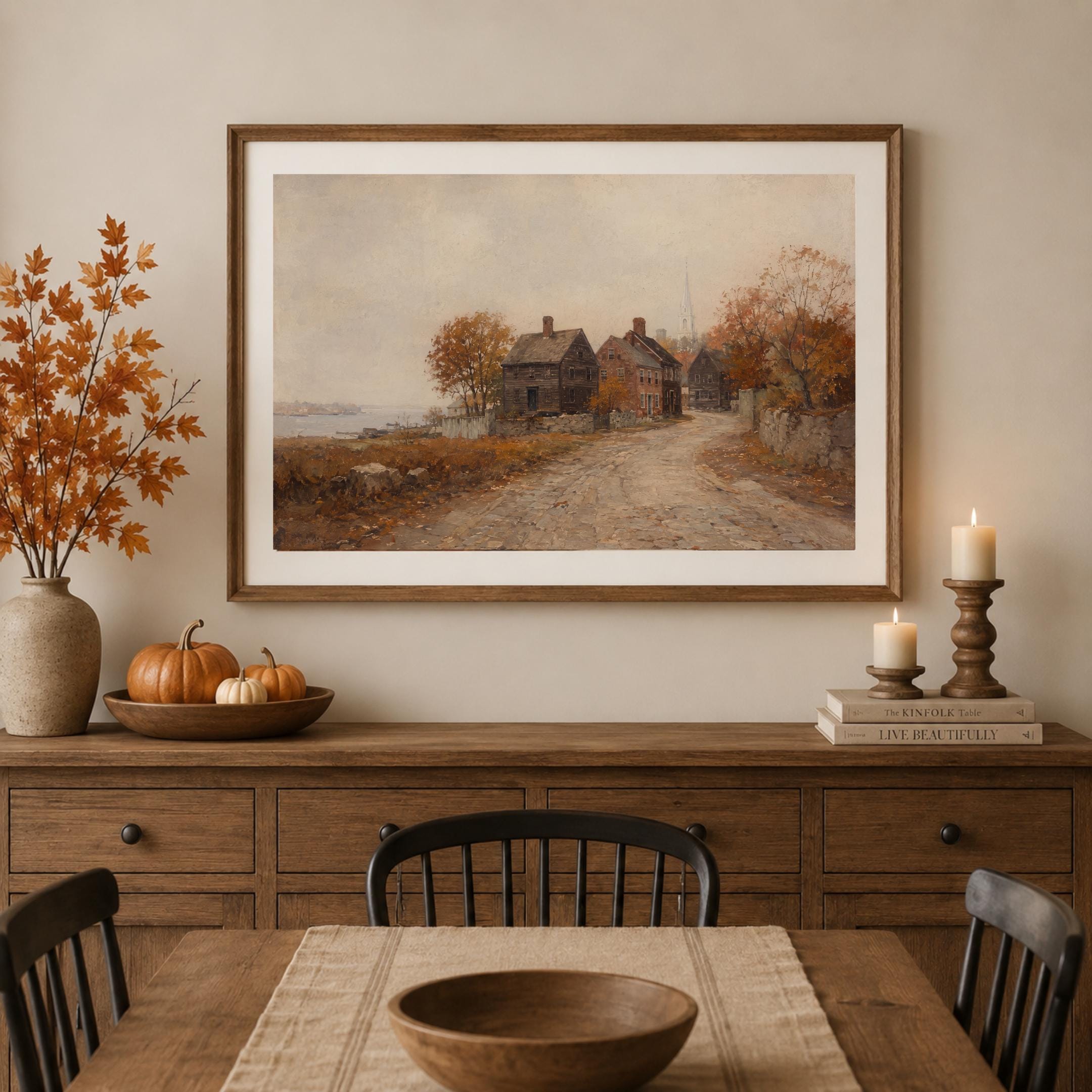 Autumn Street Printable Wall Art, Vintage Salem Inspired, New England Landscape, Digital Download — image 6