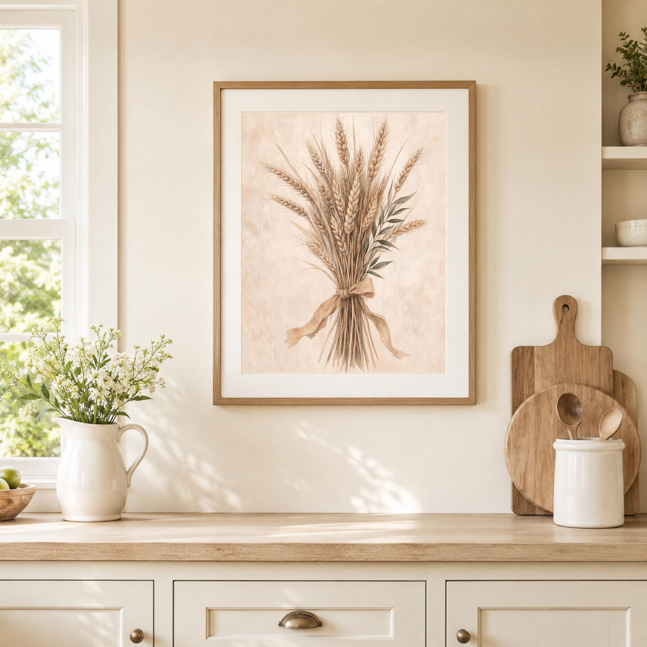 Wheat Bundle Fall Wall Art | Rustic Harvest Botanical Print | Farmhouse Printable Digital Download — image 2