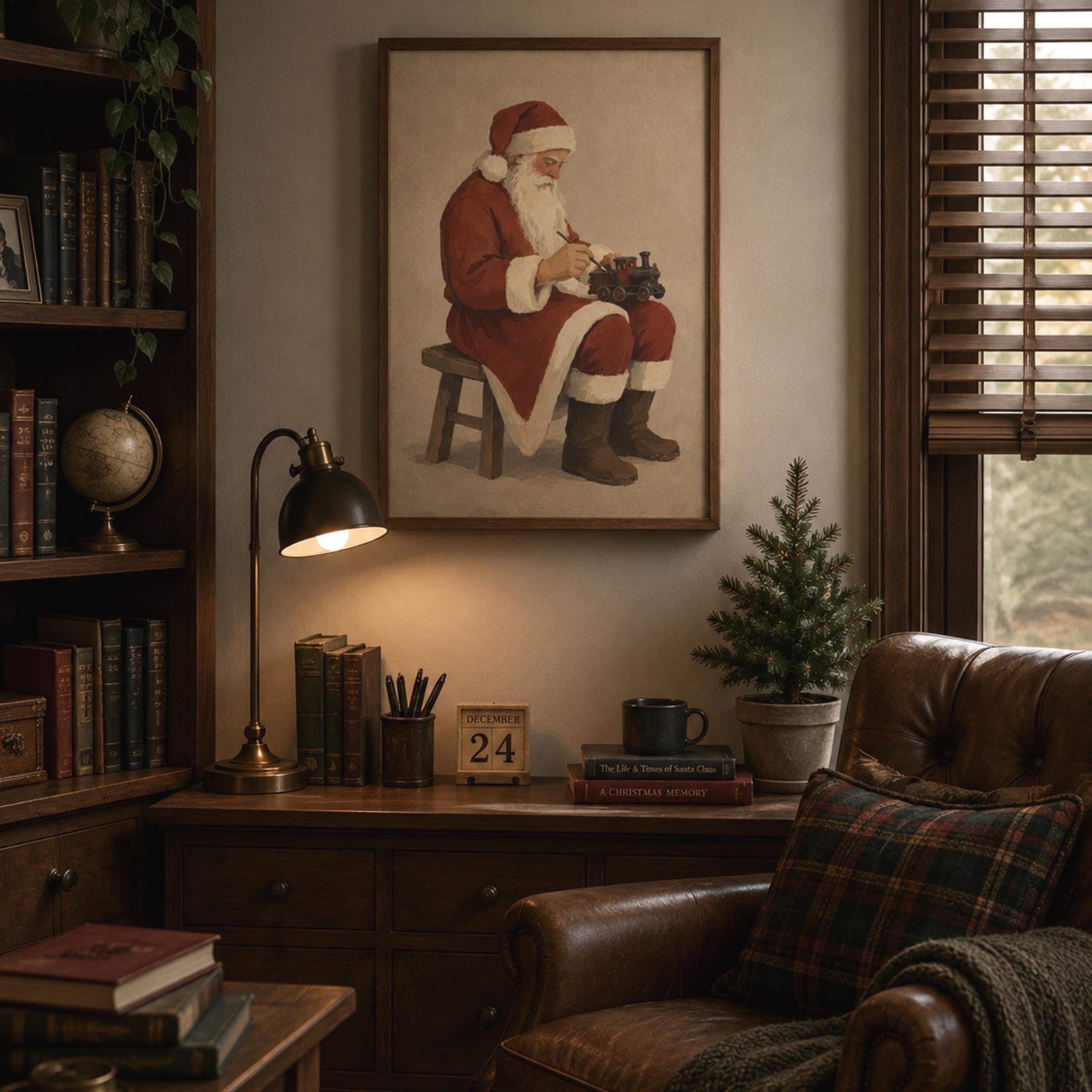 Santa at Work on a Toy Train — image 3