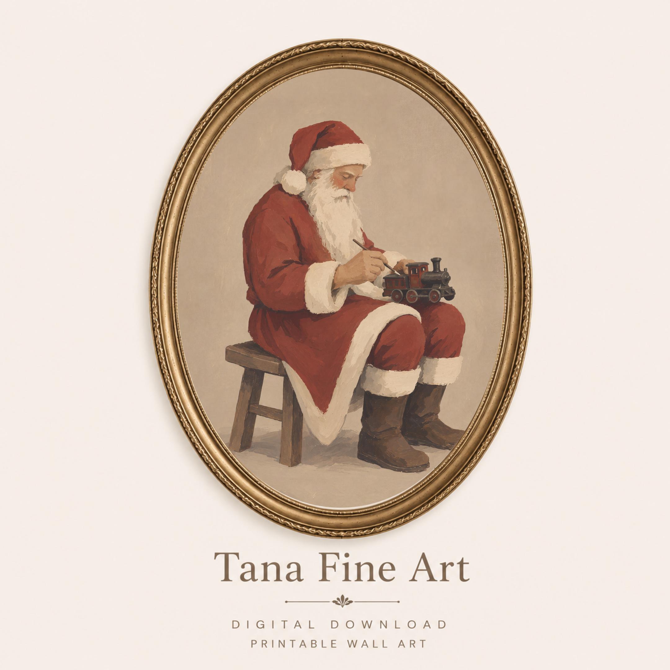 Santa at Work on a Toy Train