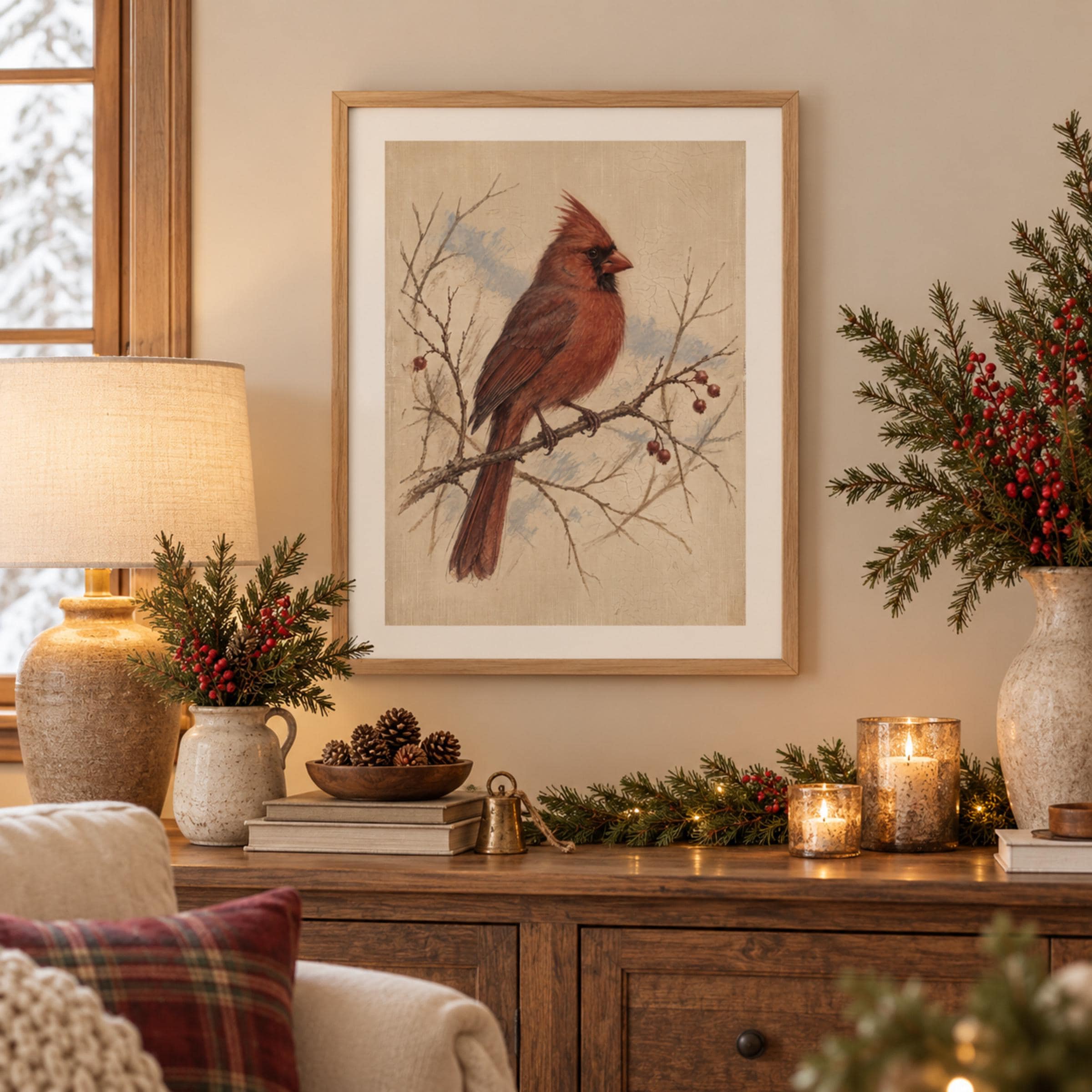 Red Cardinal on a Winter Branch — image 4