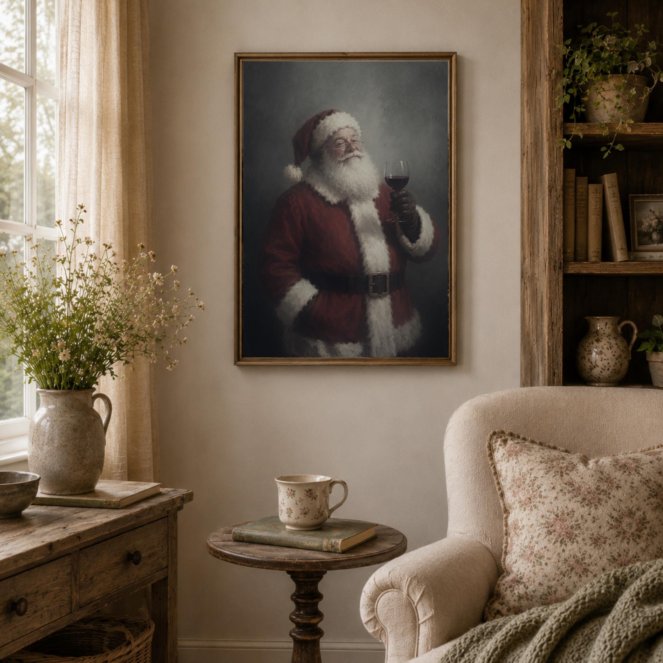 Santa with a Glass of Red Wine — image 6