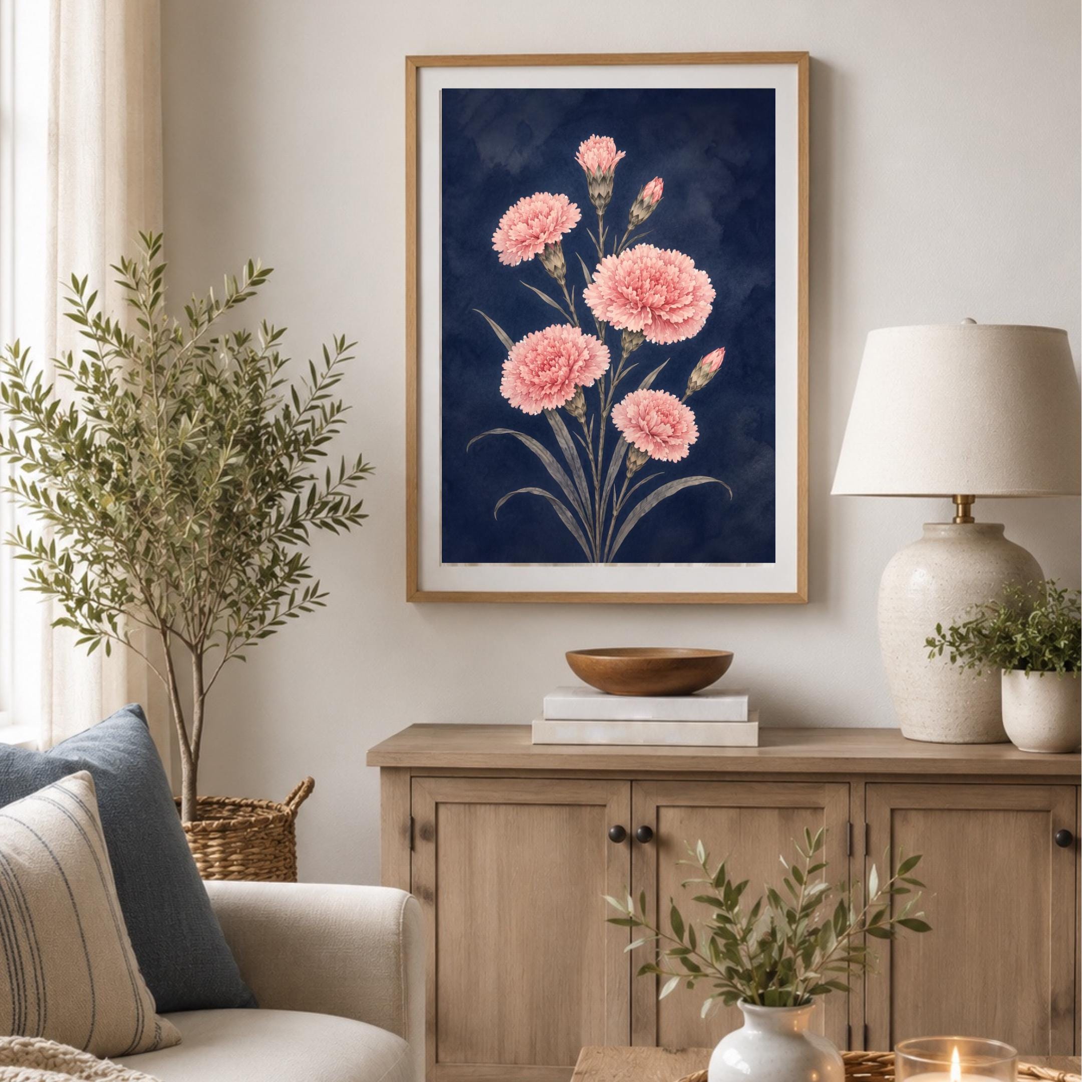 Moody January Birth Flower Print | Carnation Wall Art | Dark Botanical Digital Download — image 9