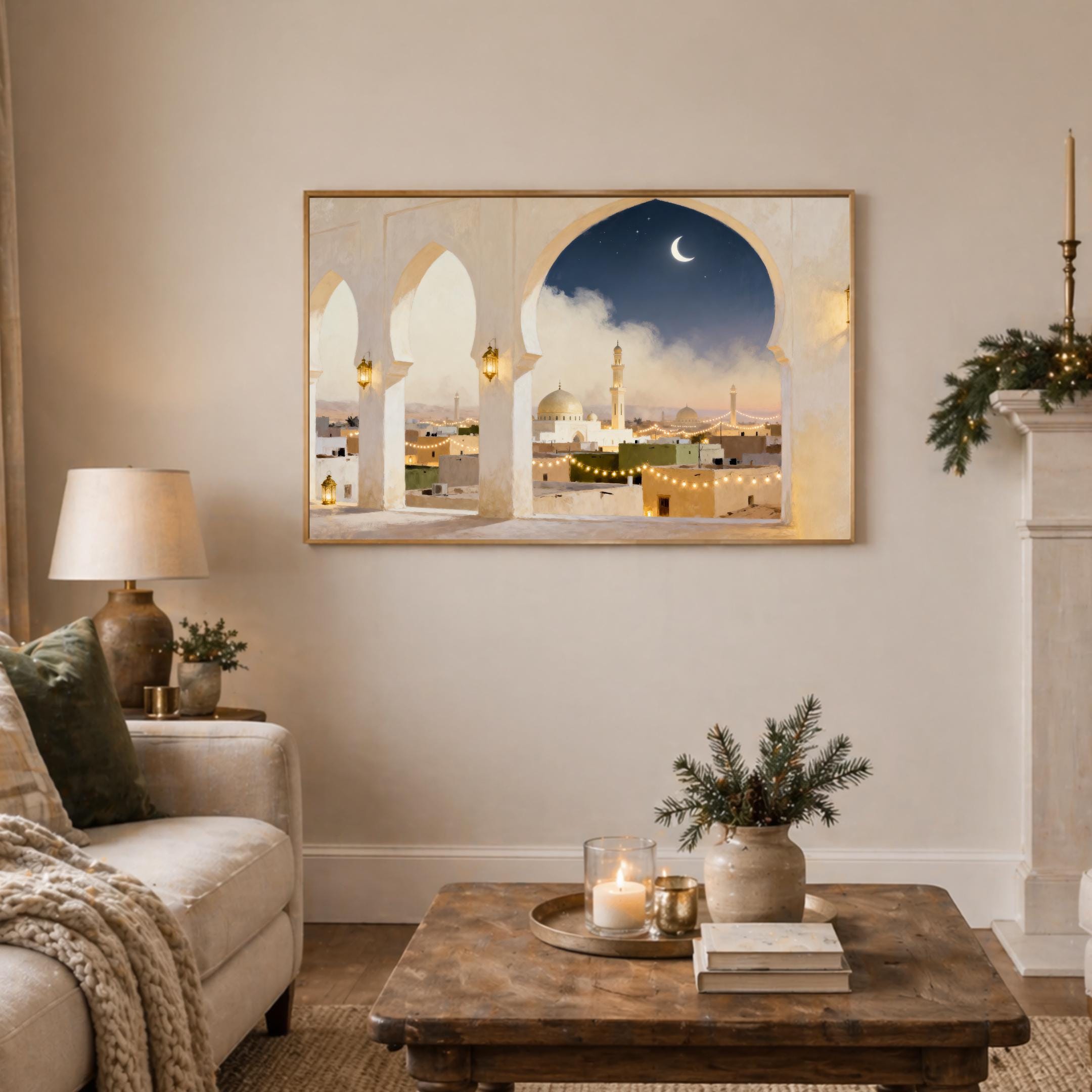 Crescent Moon Cityscape | Islamic Frame TV Art | JPG 4K Digital Download — image 3