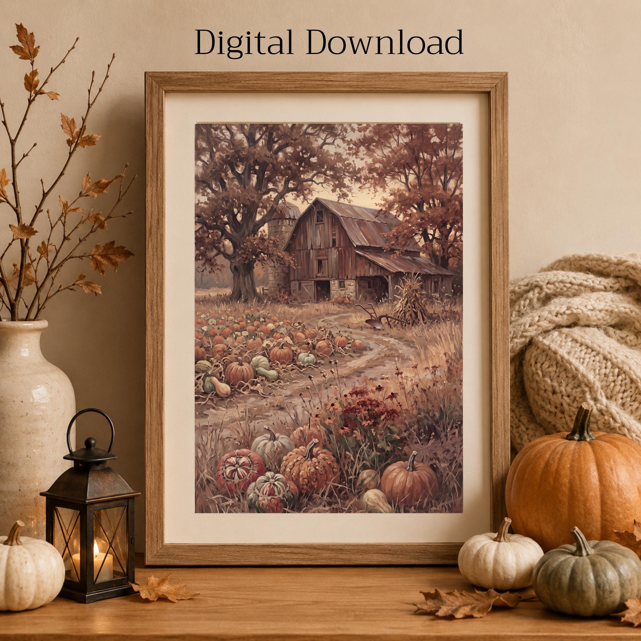 Fall Barn Wall Art, Pumpkin Patch Print, Rustic Farmhouse Printable Decor Digital Download — image 6