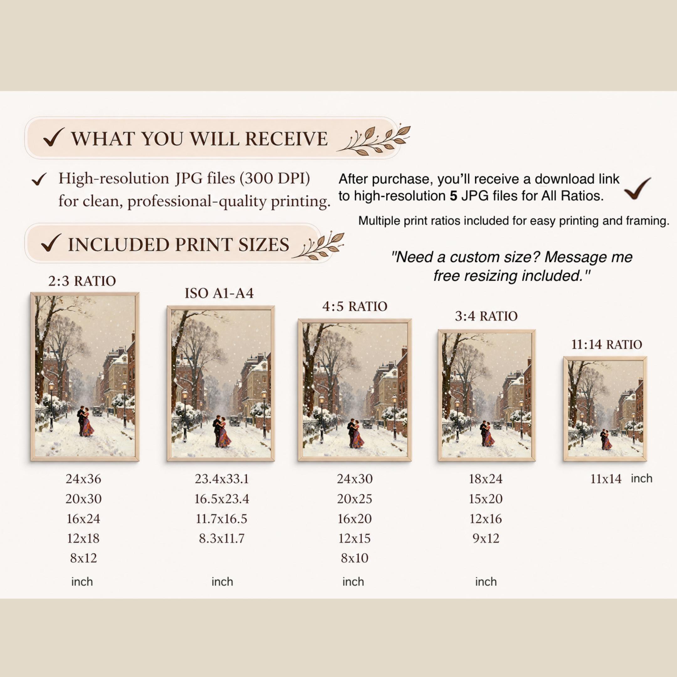 Romantic Couple Wall Art Printable | Vintage Couple Winter Decor (Digital Download) — image 4