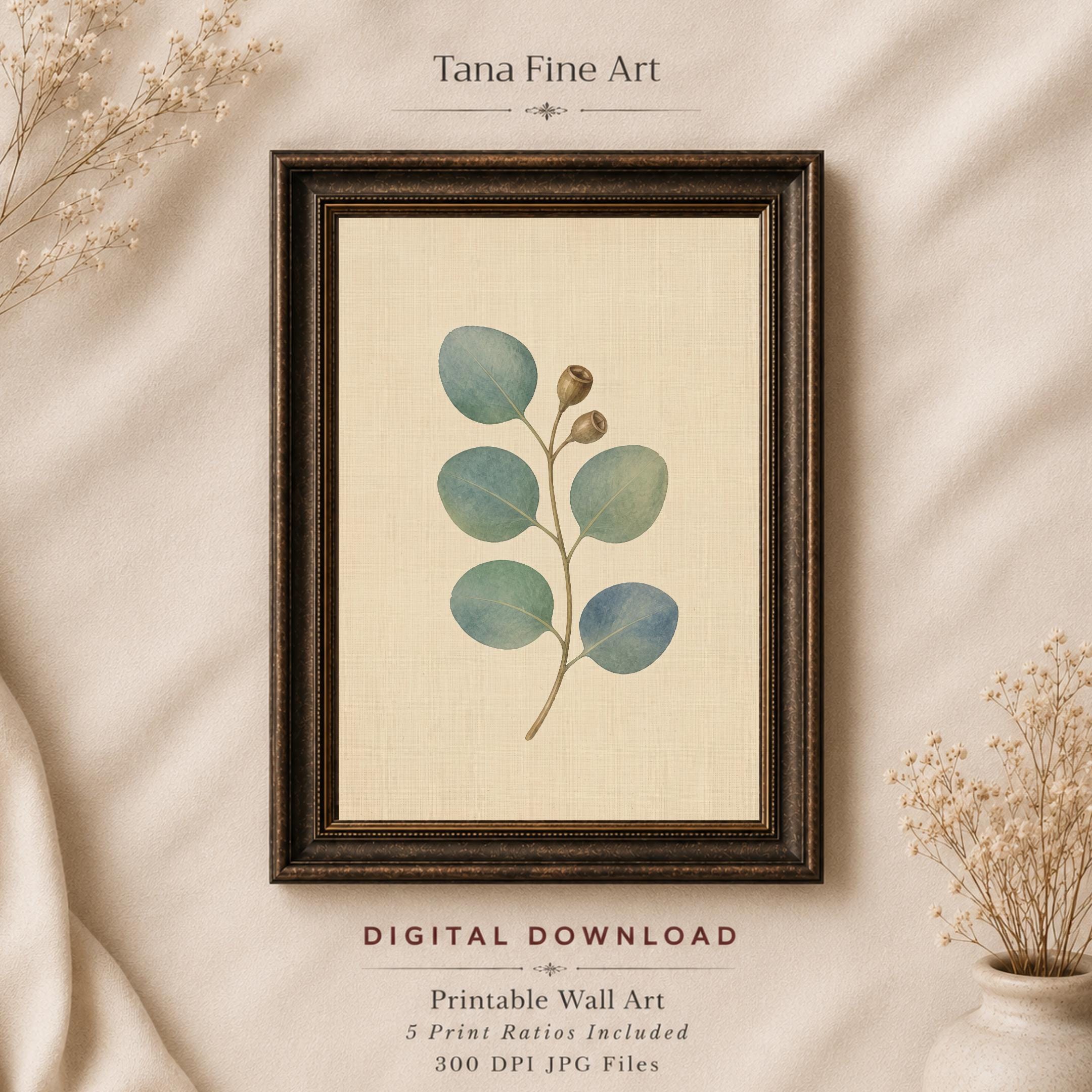 Eucalyptus Wall Art | Botanical Leaf Print | Vintage Greenery Digital Download — image 5