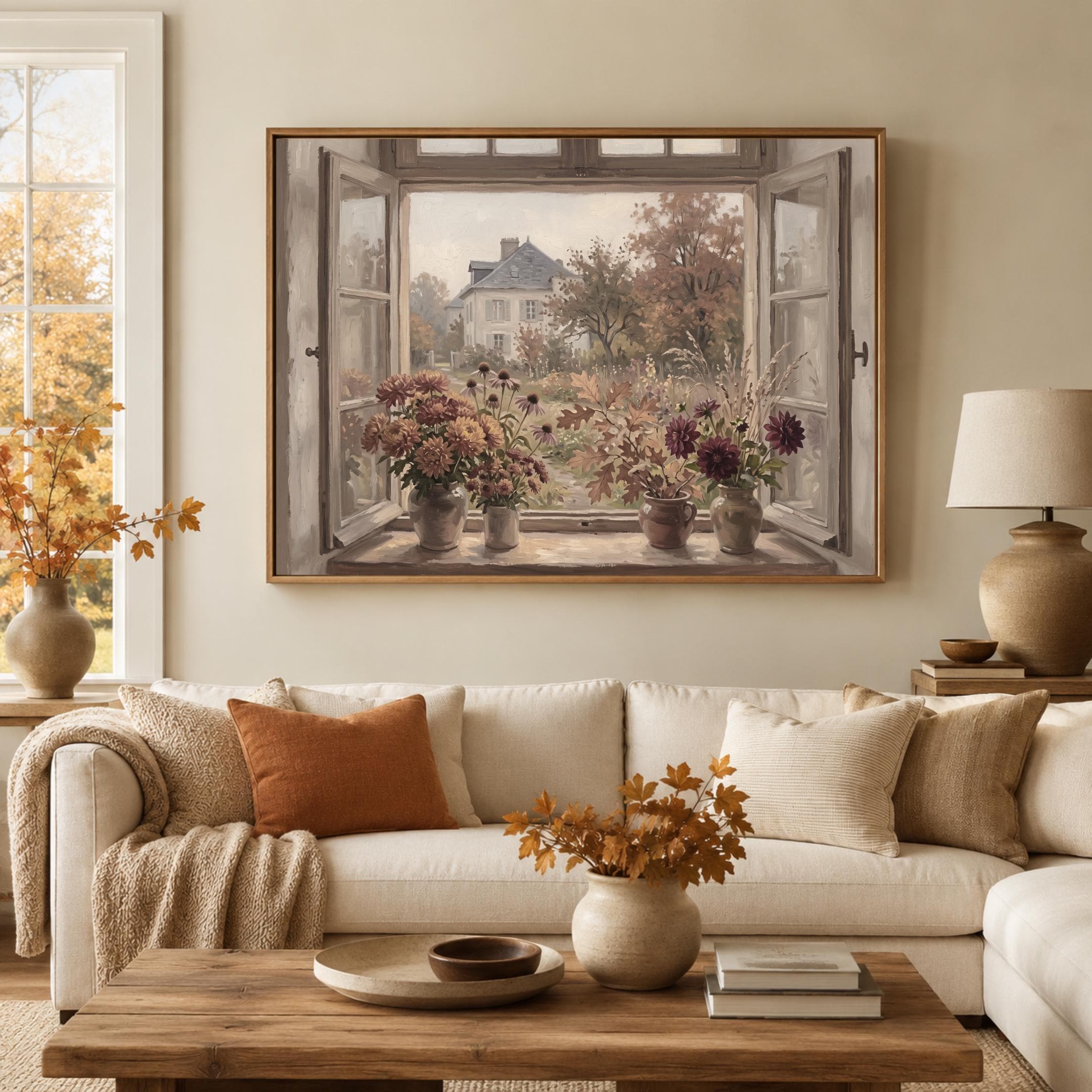 Autumn Window View Wall Art, Fall Cottage Garden Floral, Cozy Farmhouse Decor (Digital Download) — image 5