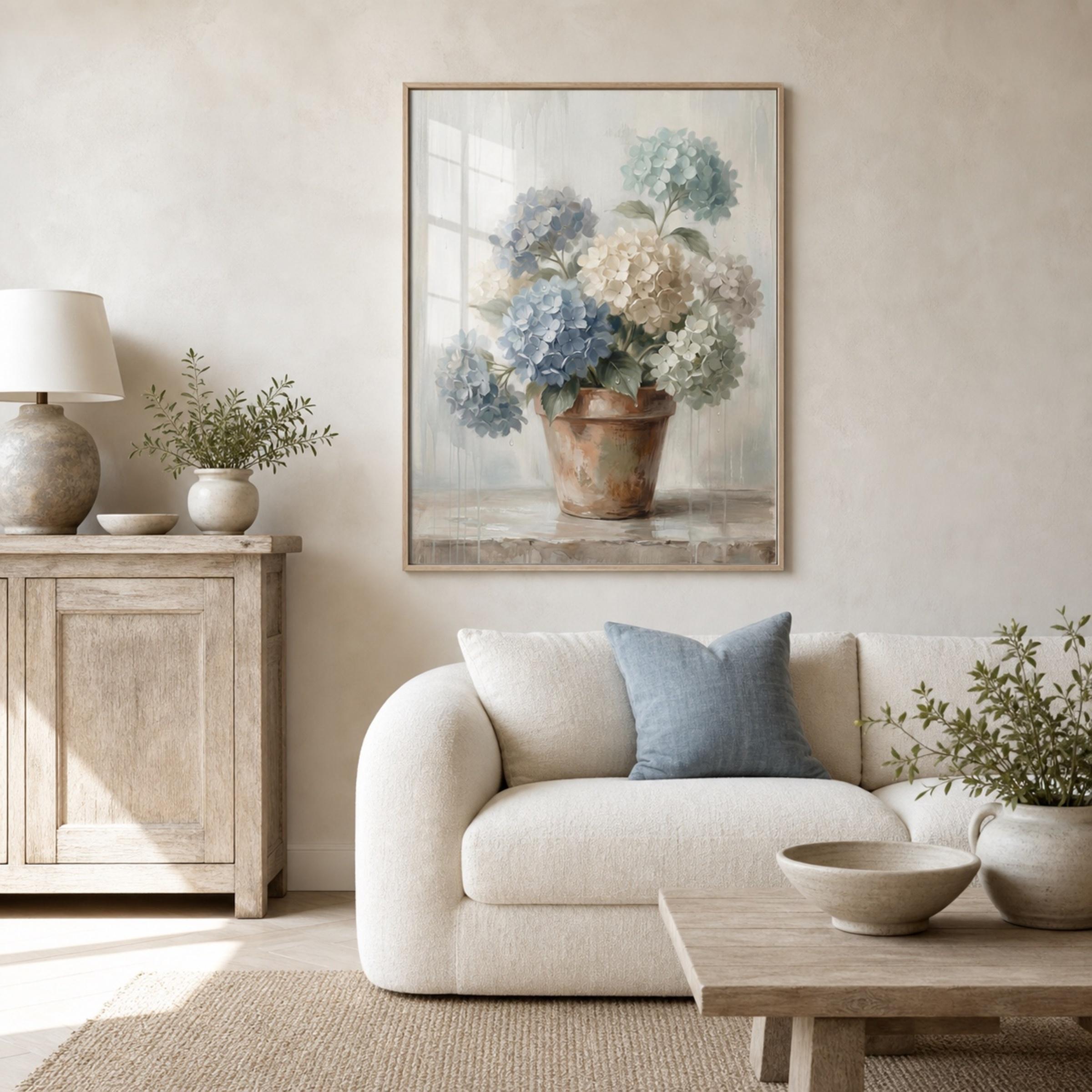 Blue Hydrangea Wall Art Printable | French Country Floral Painting Decor (Digital Download) — image 3