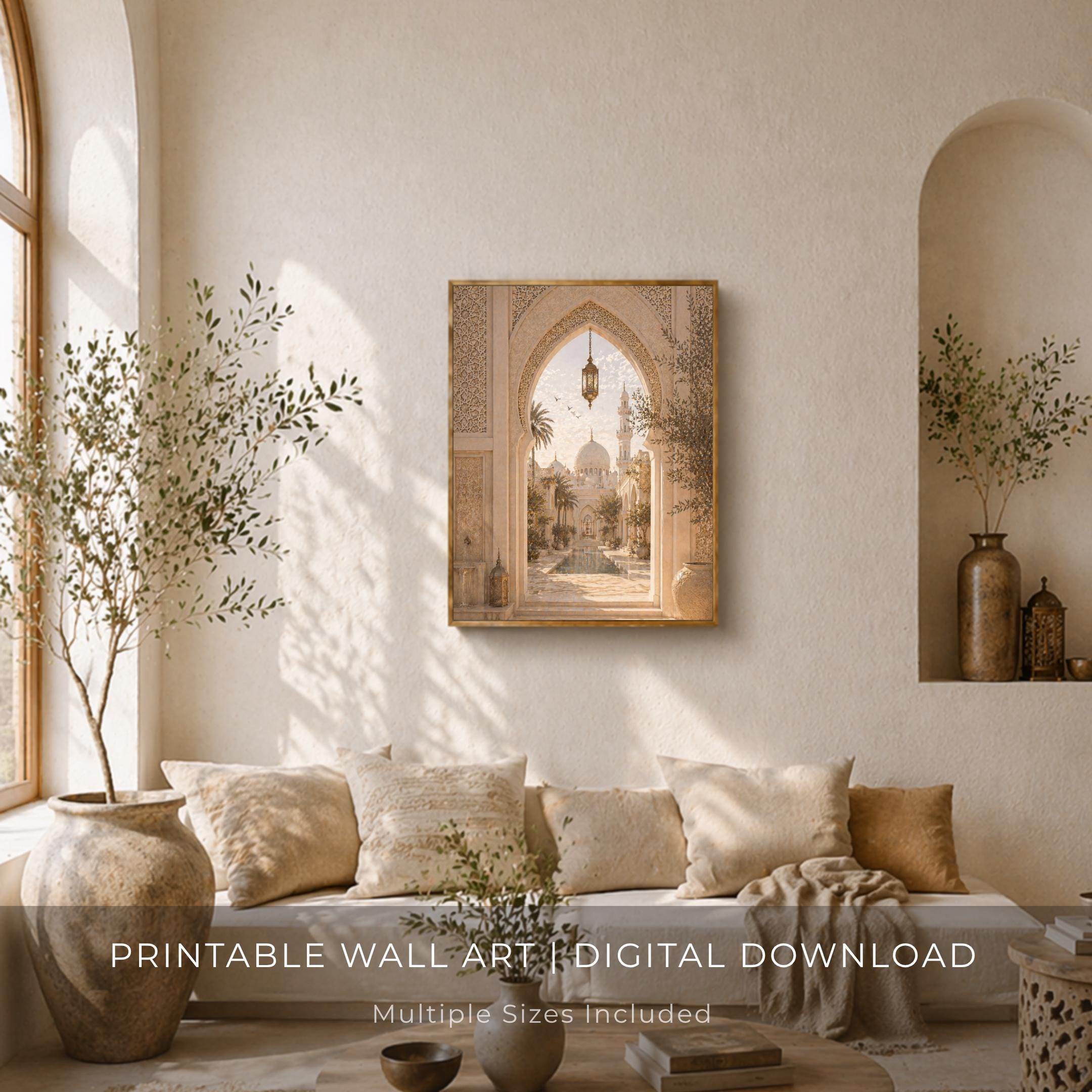 Islamic Arch Wall Art | Mosque Courtyard Printable | Neutral Muslim Home Decor (Digital Download) — image 7