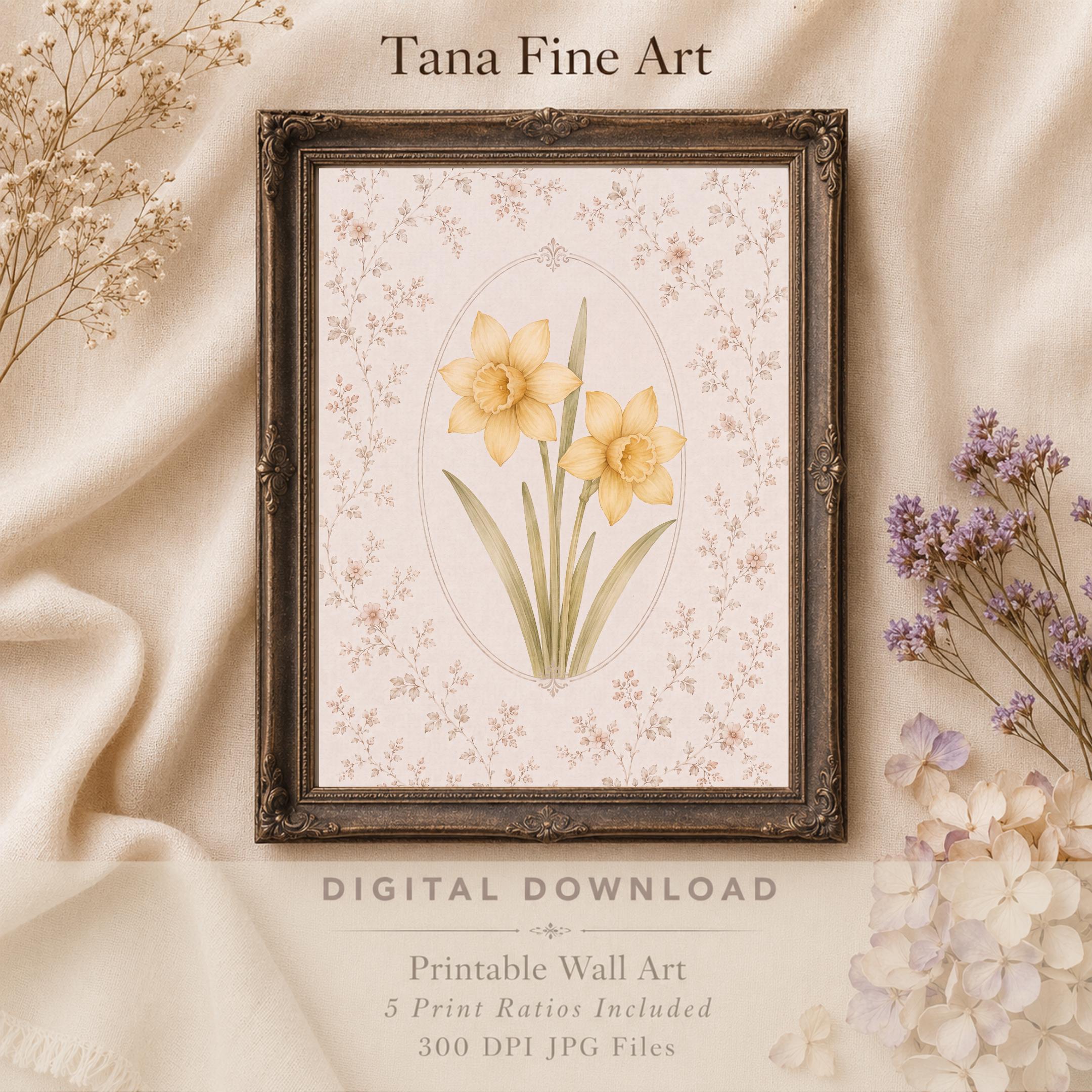 March Birth Month Flower Print | Daffodil Printable Wall Art | Vintage Botanical Gift Digital Download — image 6