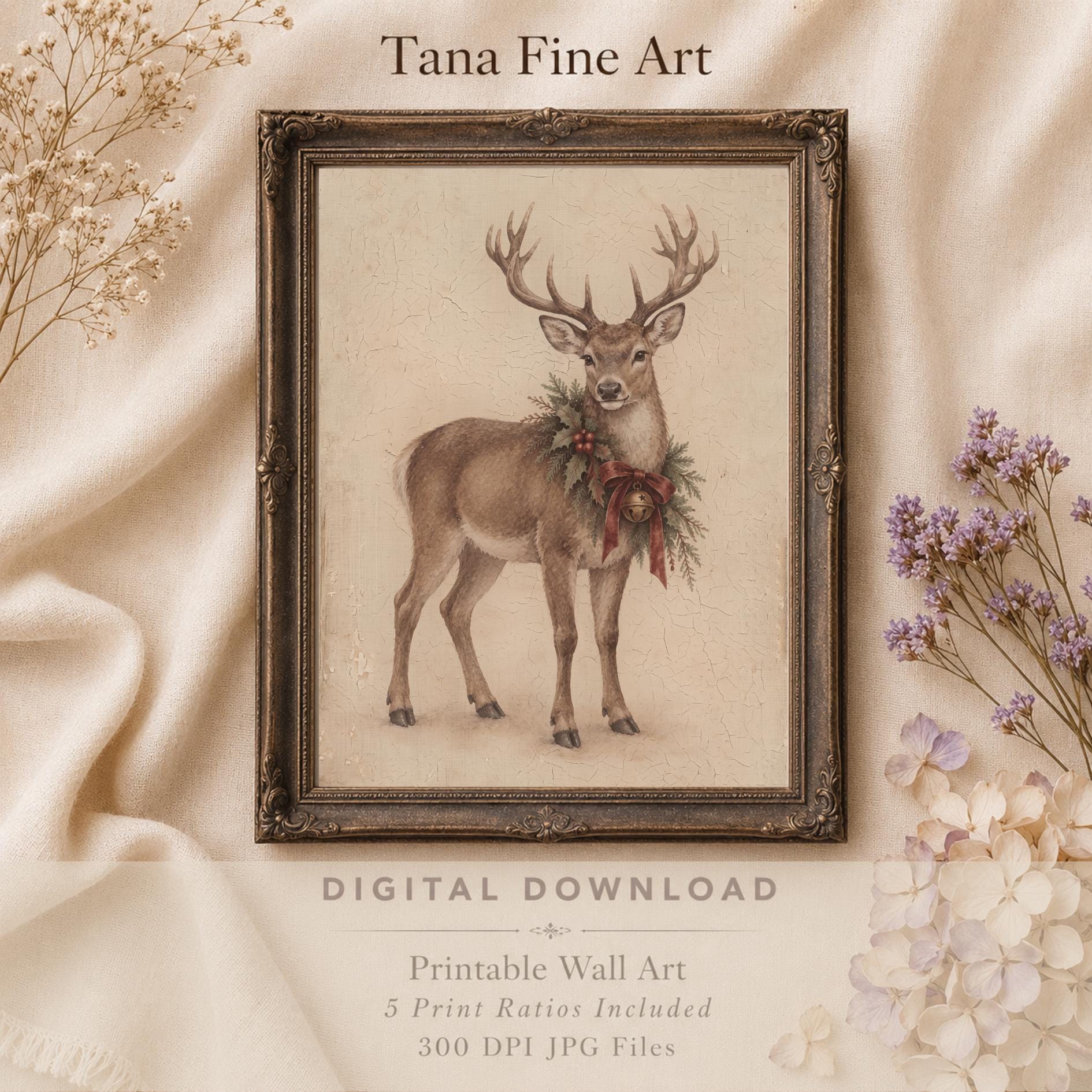 Festive Stag with Evergreen Wreath — image 7