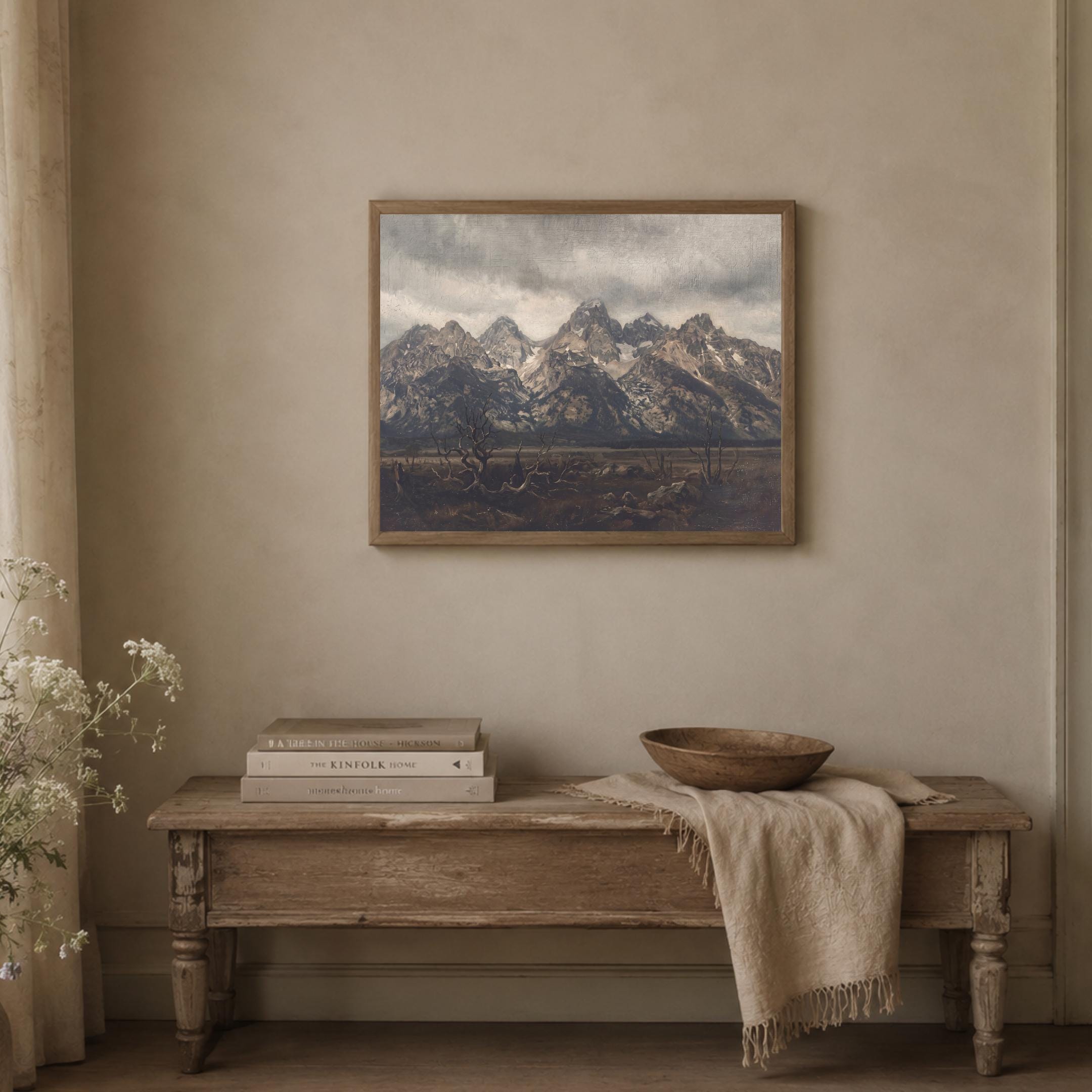 Moody Mountain Wall Art | Dramatic Vintage Landscape Print | Rustic Nature Printable Digital Download — image 4