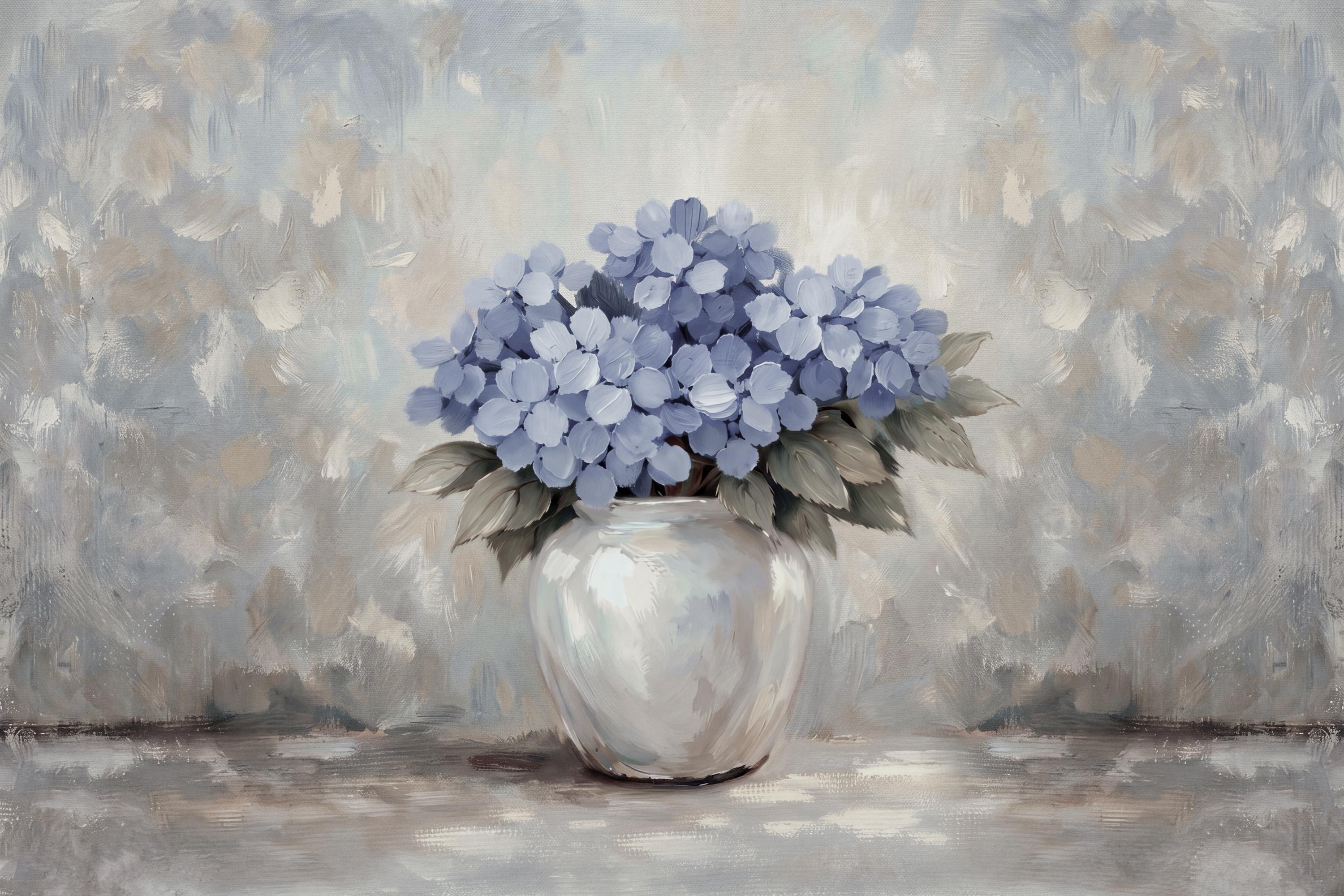 Vintage Blue Hydrangea Wall Art Print, Farmhouse Floral Vase Prints (Digital Download) — image 4