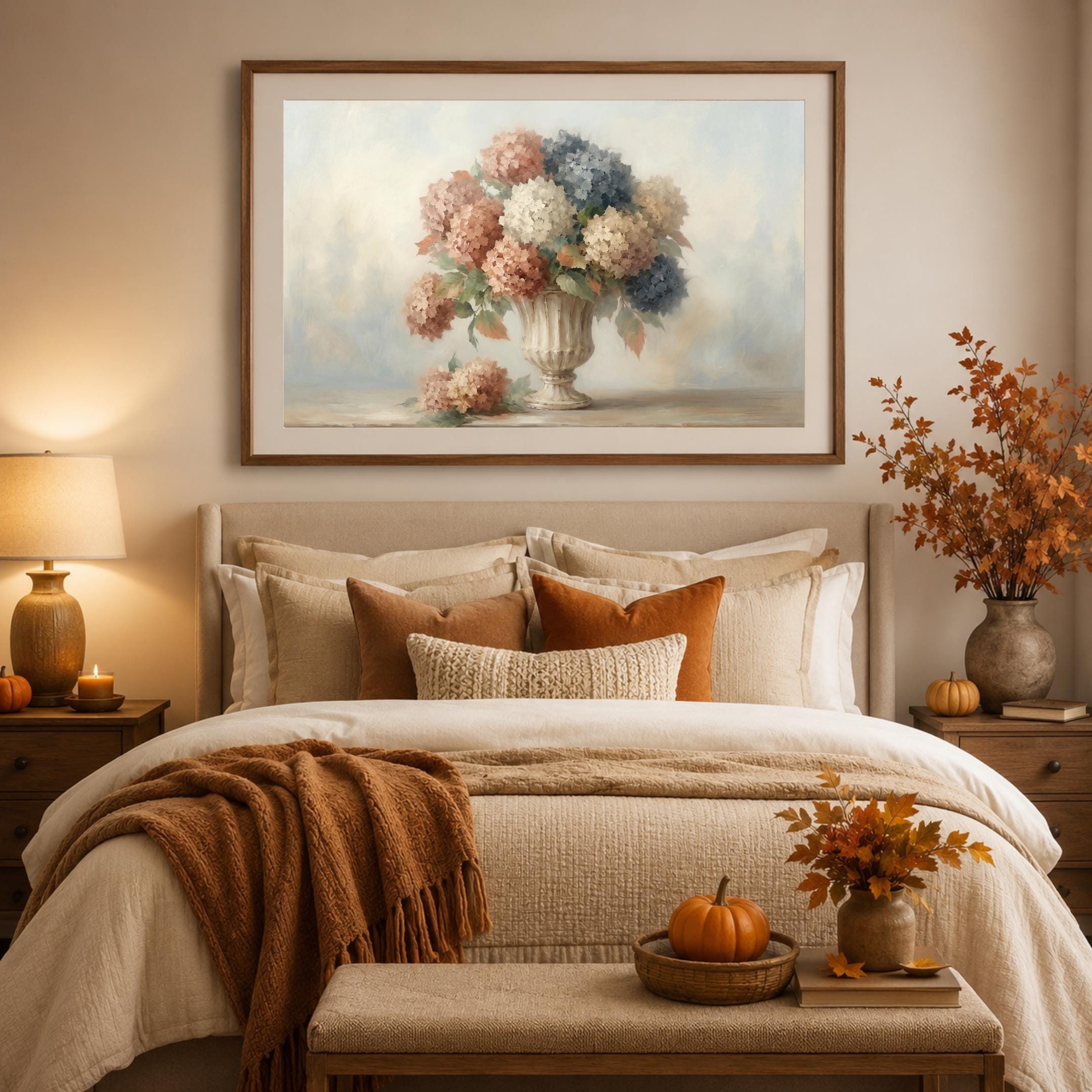 Fall Hydrangea Wall Art, Neutral Floral Prints, French Urn Cottage Decor (Digital Download) — image 7