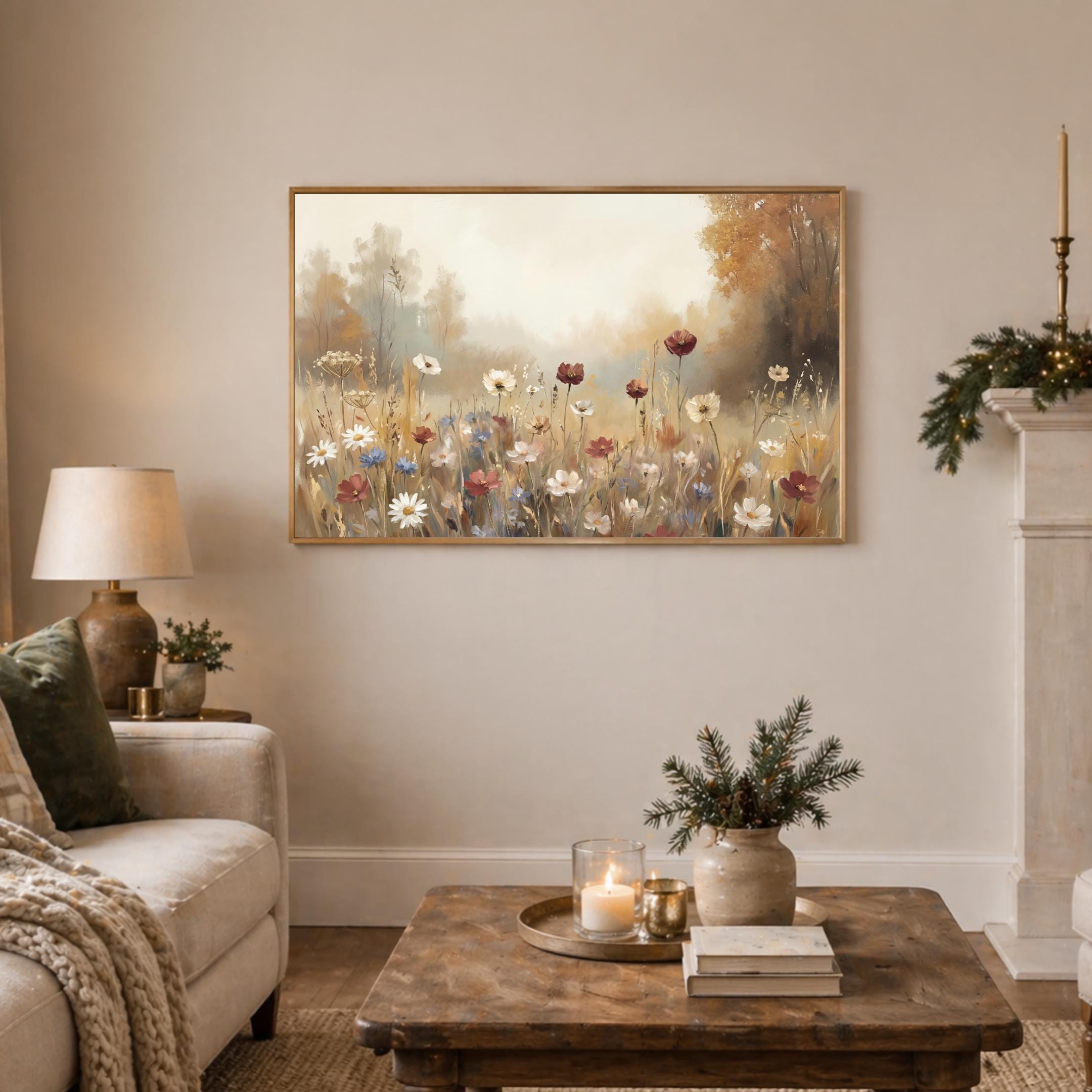 Fall Wildflower Meadow Wall Art, Autumn Floral Landscape Print, Cottage Nature (Digital Download) — image 5