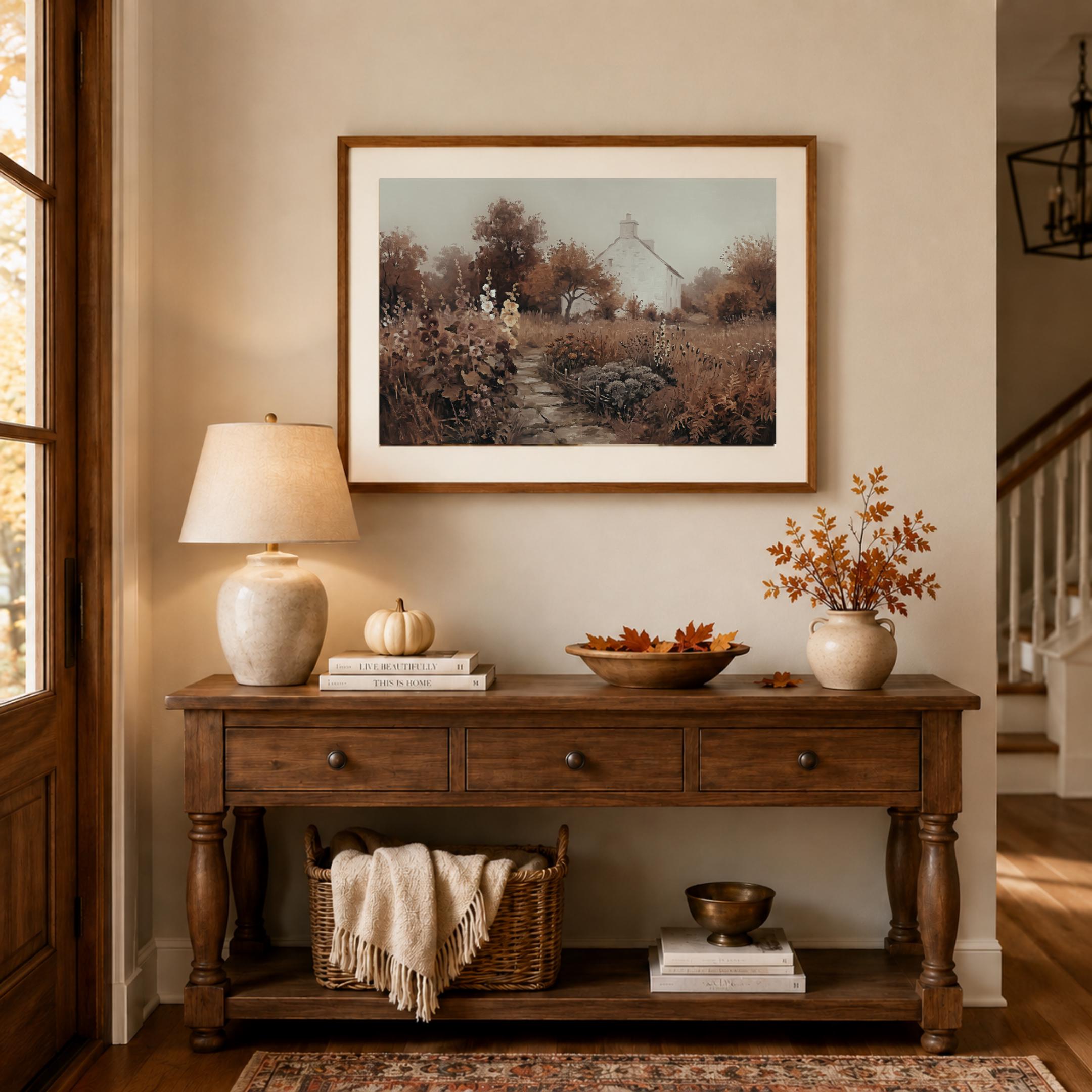 Fall Cottage Garden Wall Art, Rustic Autumn Floral Landscape Print, Farmhouse Decor (Digital Download) — image 8