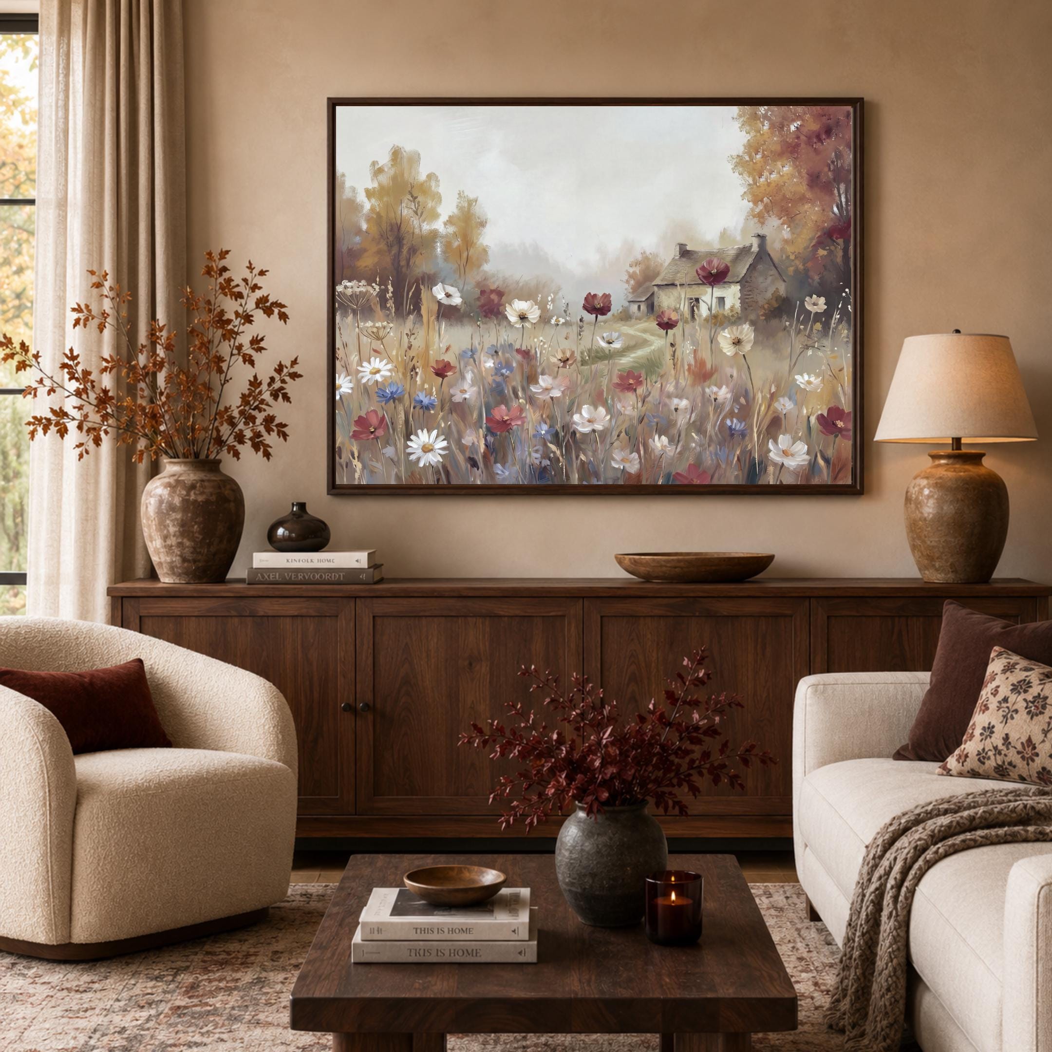 Rustic Fall Cottage Wall Art, Autumn Wildflower Meadow, Cottage Garden Print (Digital Download) — image 6