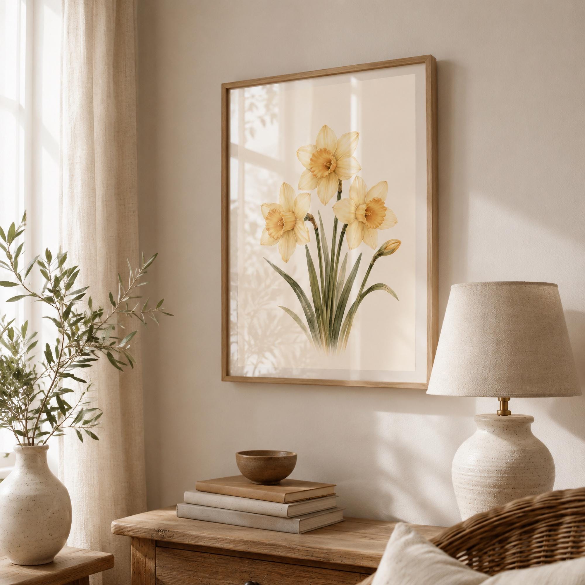 March Birth Flower Print | Daffodil Printable Wall Art | Yellow Botanical Gift Decor Digital Download — image 2