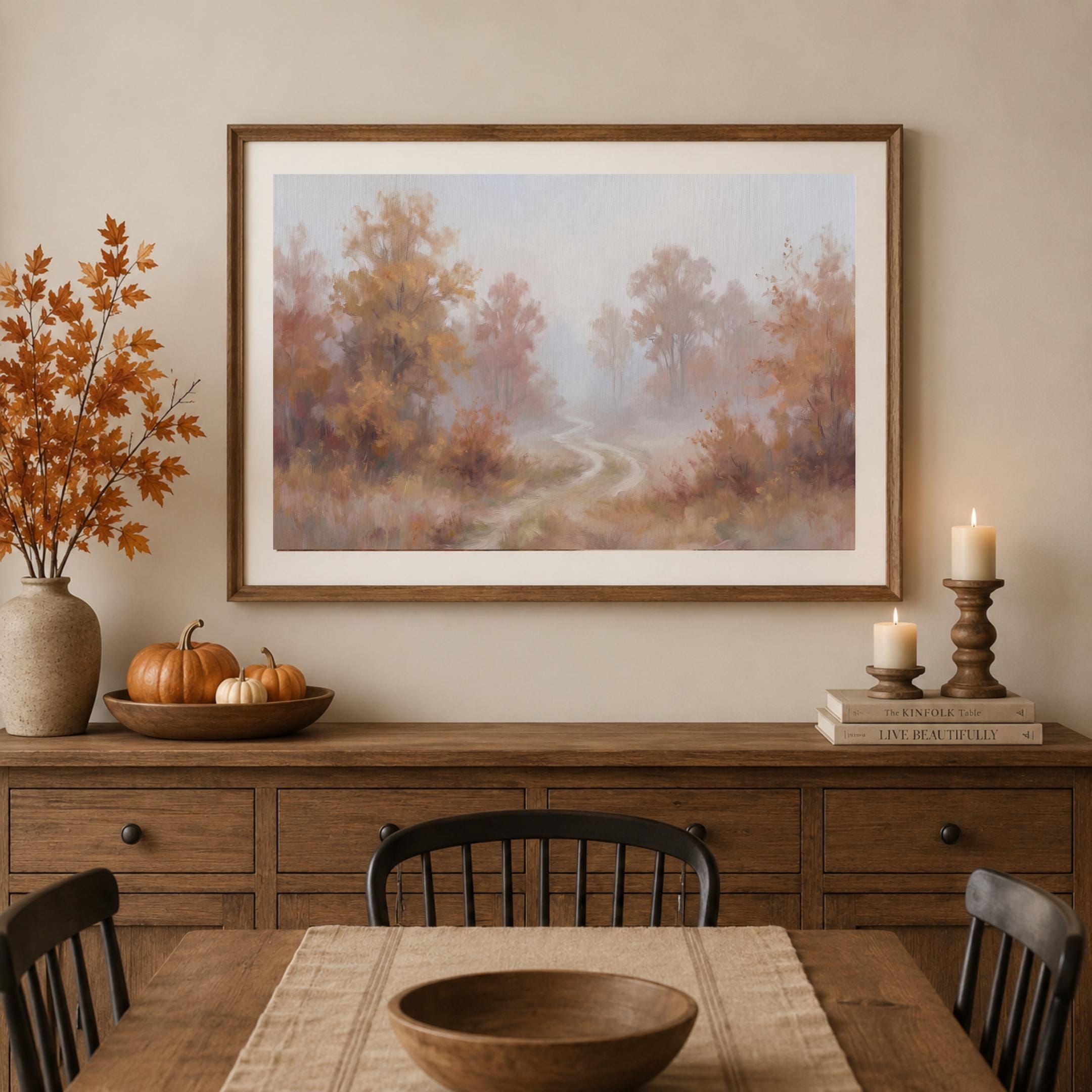 Misty Autumn Path Print, Soft Fall Landscape Wall Art, Rustic Fall Decor (Digital Download) — image 6