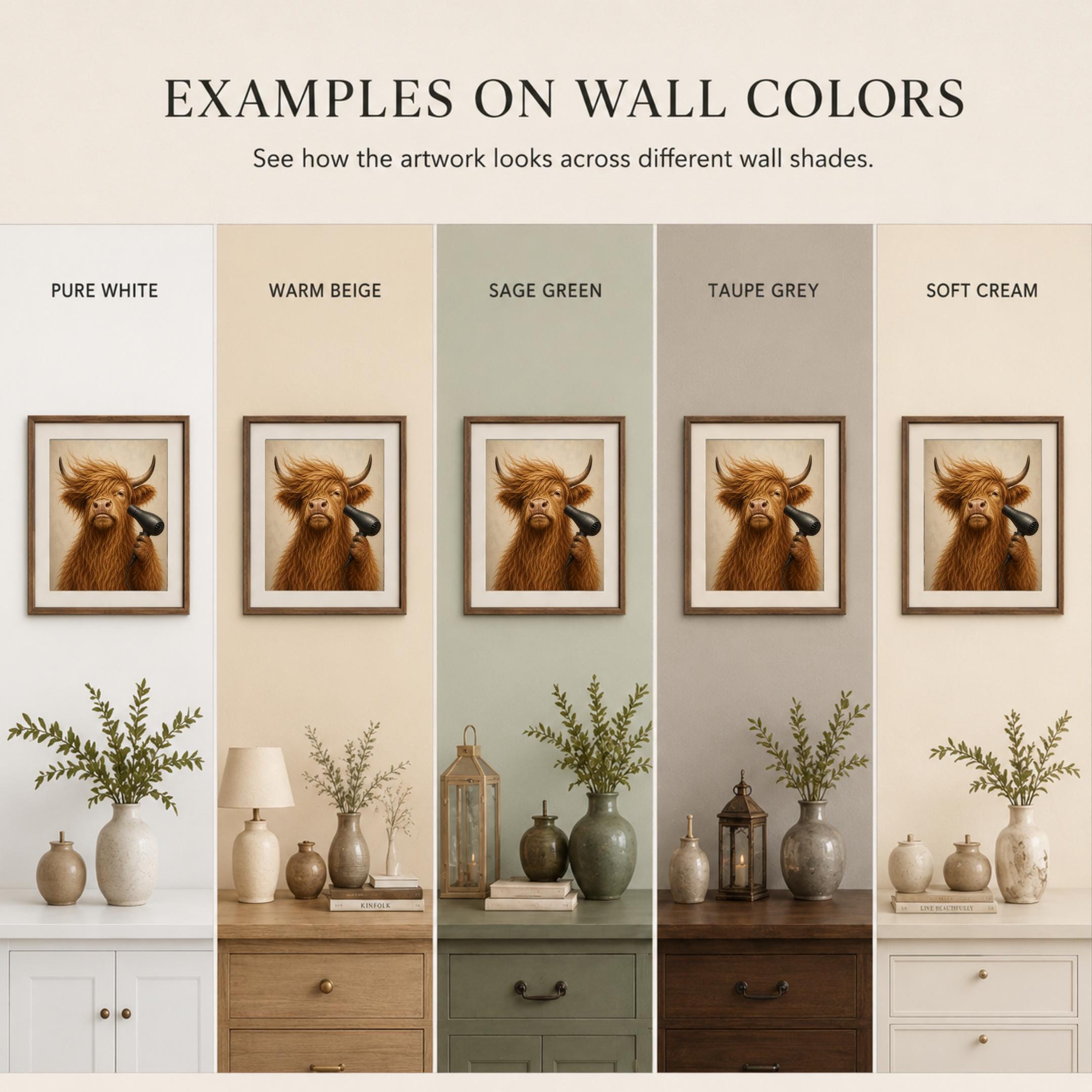 Funny Highland Cow Bathroom Printable Wall Art Set, Three Grooming Decor Prints Digital Download — image 10