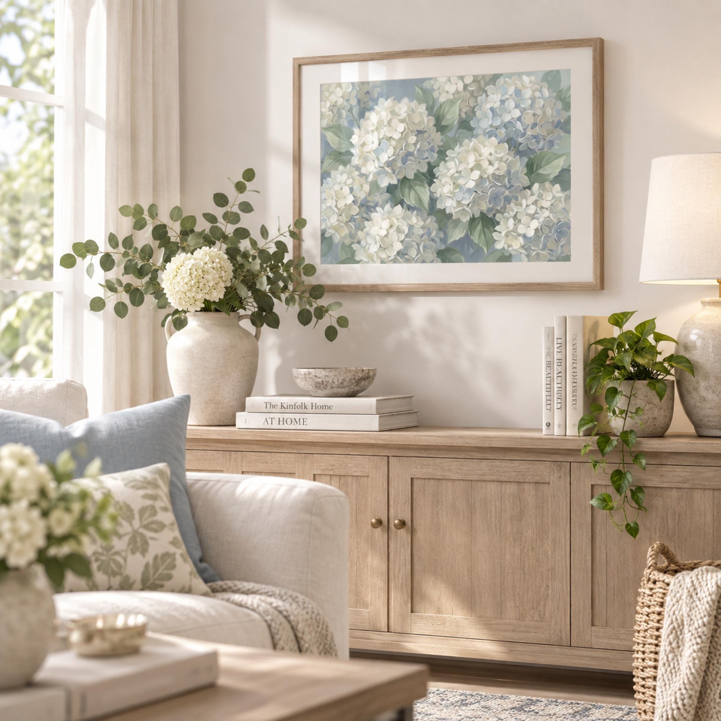 White Hydrangea Printable Wall Art | Neutral Floral Print | Cottage Floral Decor (Digital Download) — image 4
