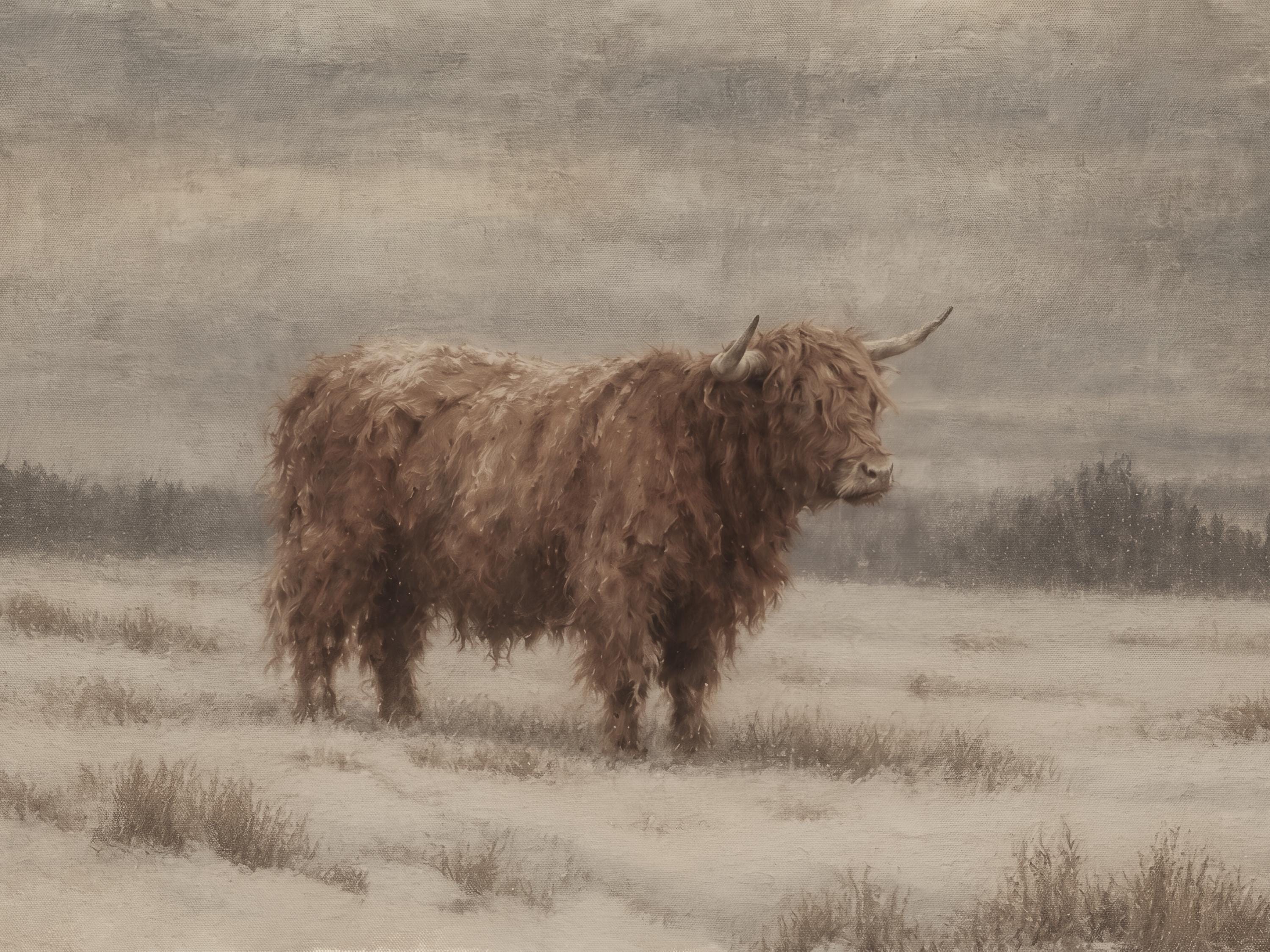 Highland Cow in a Winter Field — image 6