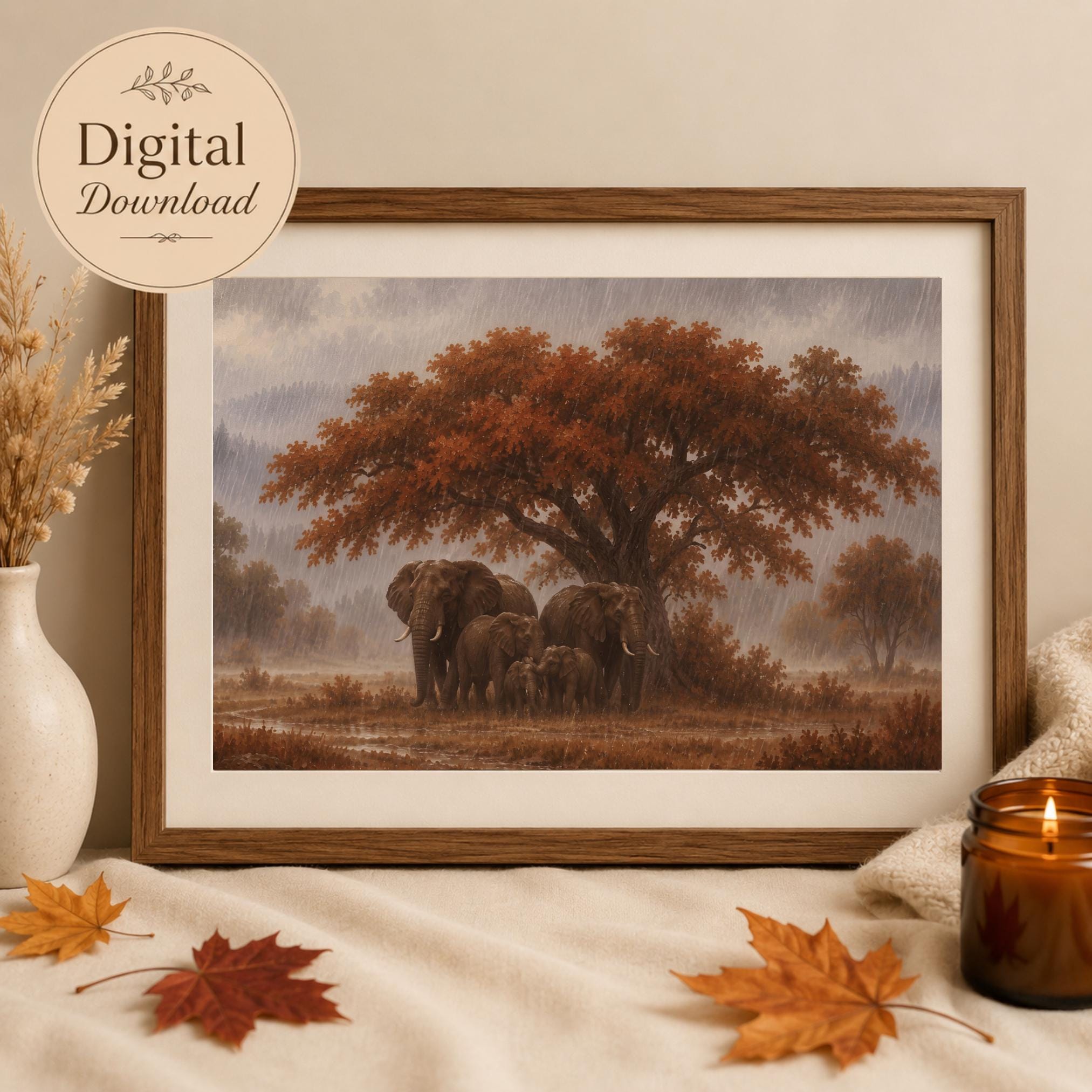 Elephant Wall Art | Wildlife Family Print | Safari Lodge Decor | Printable Digital Download — image 7