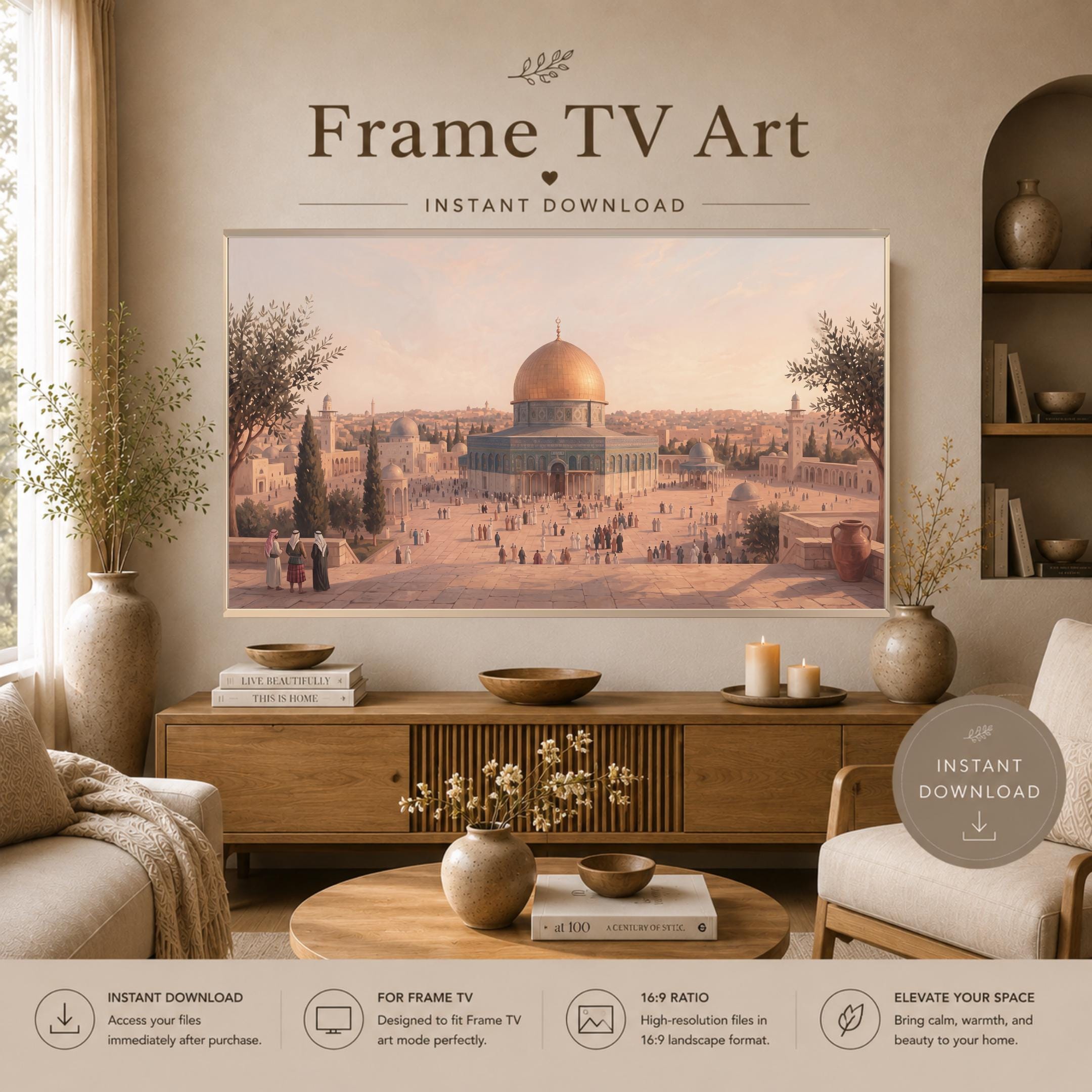 Islamic Frame TV Art Jerusalem Dome of the Rock Inspired 4K Digital Download Display Artwork — image 2