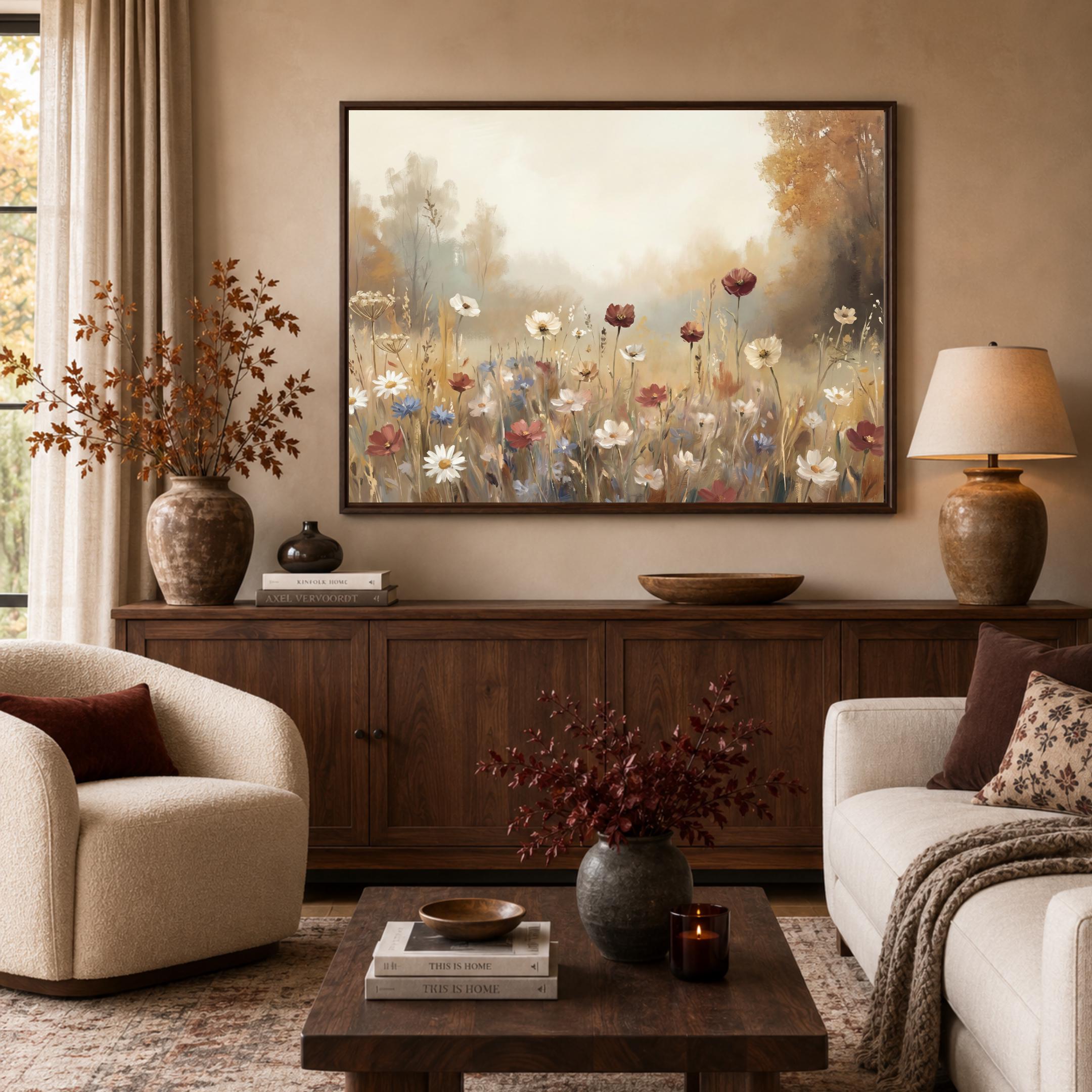 Fall Wildflower Meadow Wall Art, Autumn Floral Landscape Print, Cottage Nature (Digital Download) — image 8
